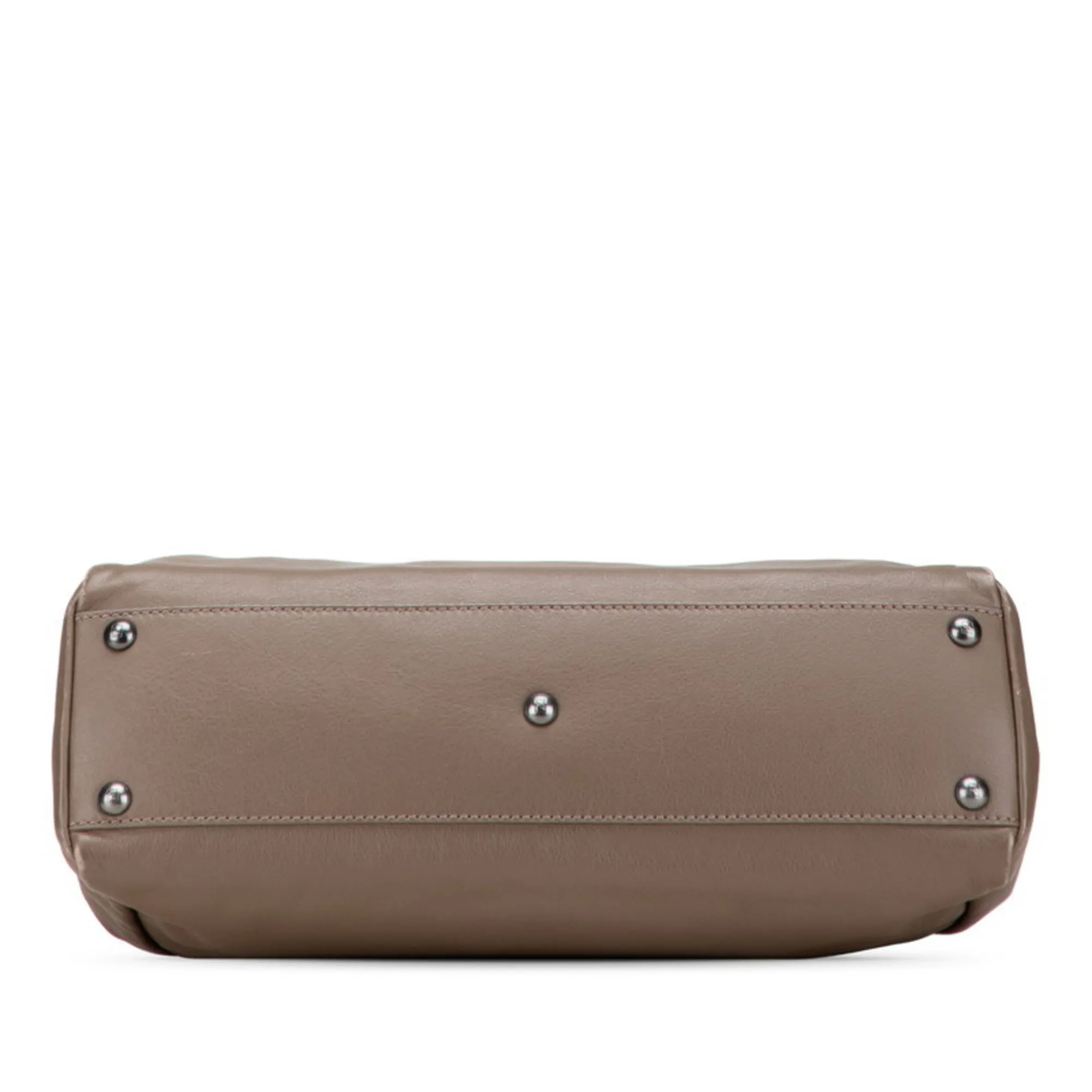 FENDI Brown Leather Peekaboo Shoulder Bag