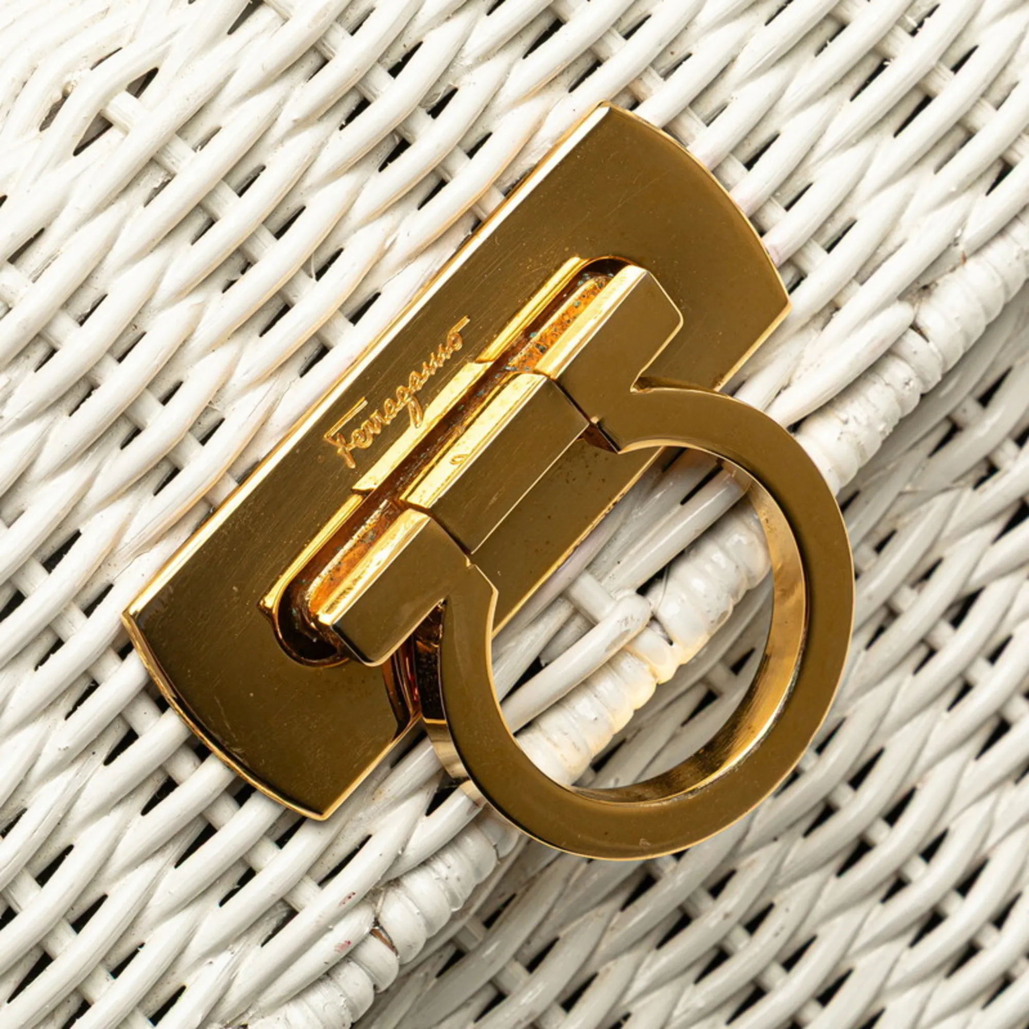 SALVATORE FERRAGAMO White Straw Bag