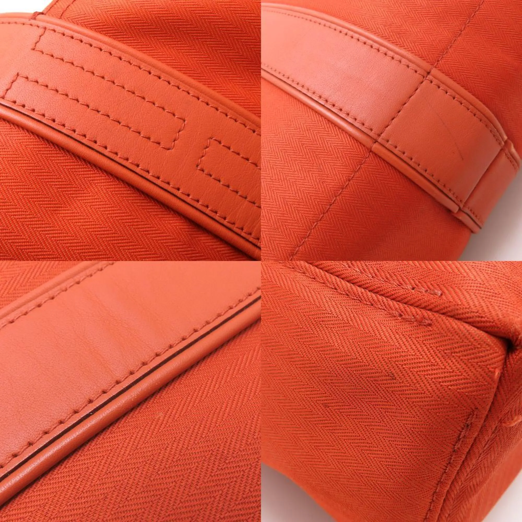 HERMES Orange Leather Tote Bag