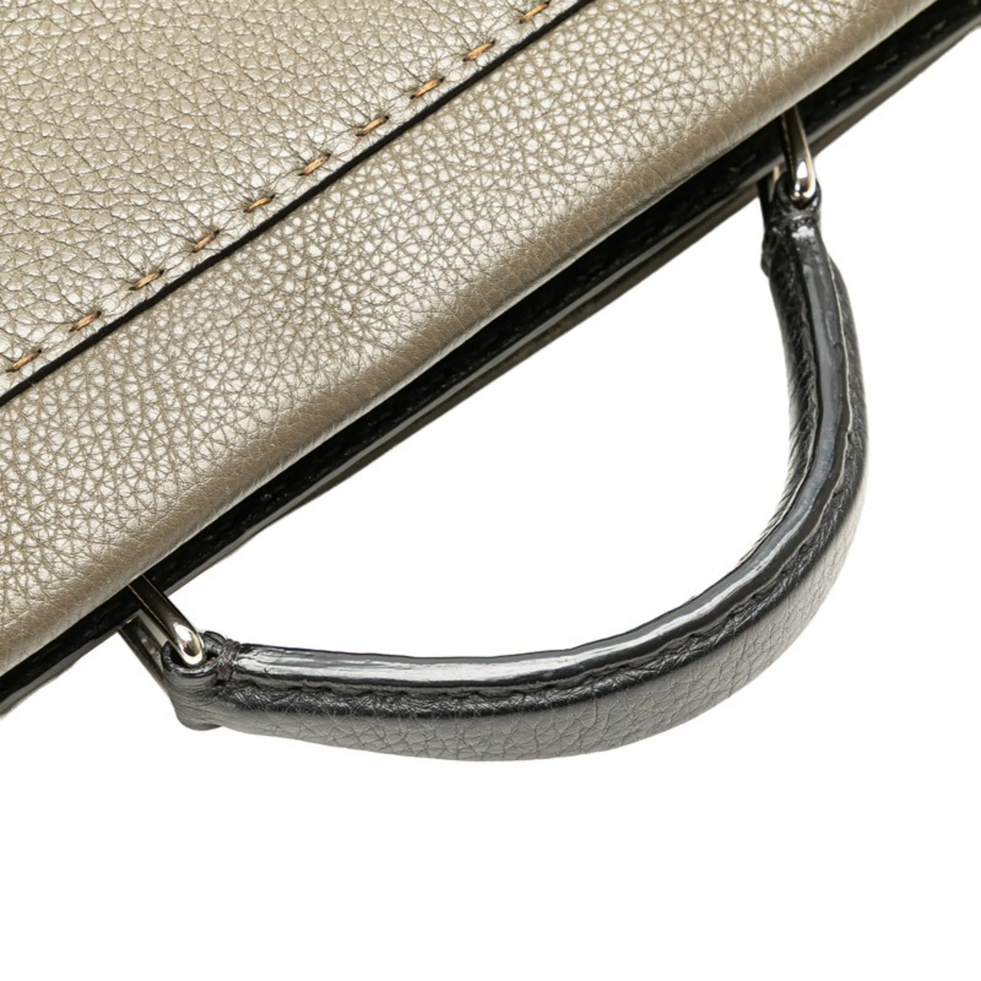 FENDI Green Leather Peekaboo Shoulder Bag