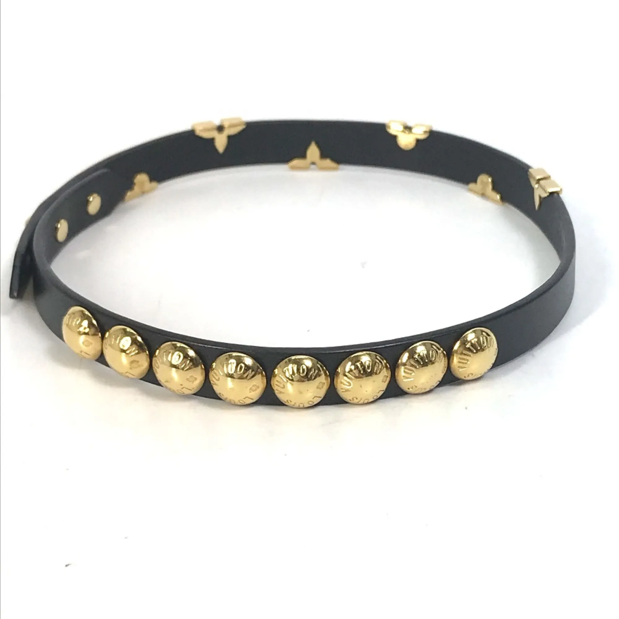 LOUIS VUITTON Black Monogram Leather Charm Bracelet