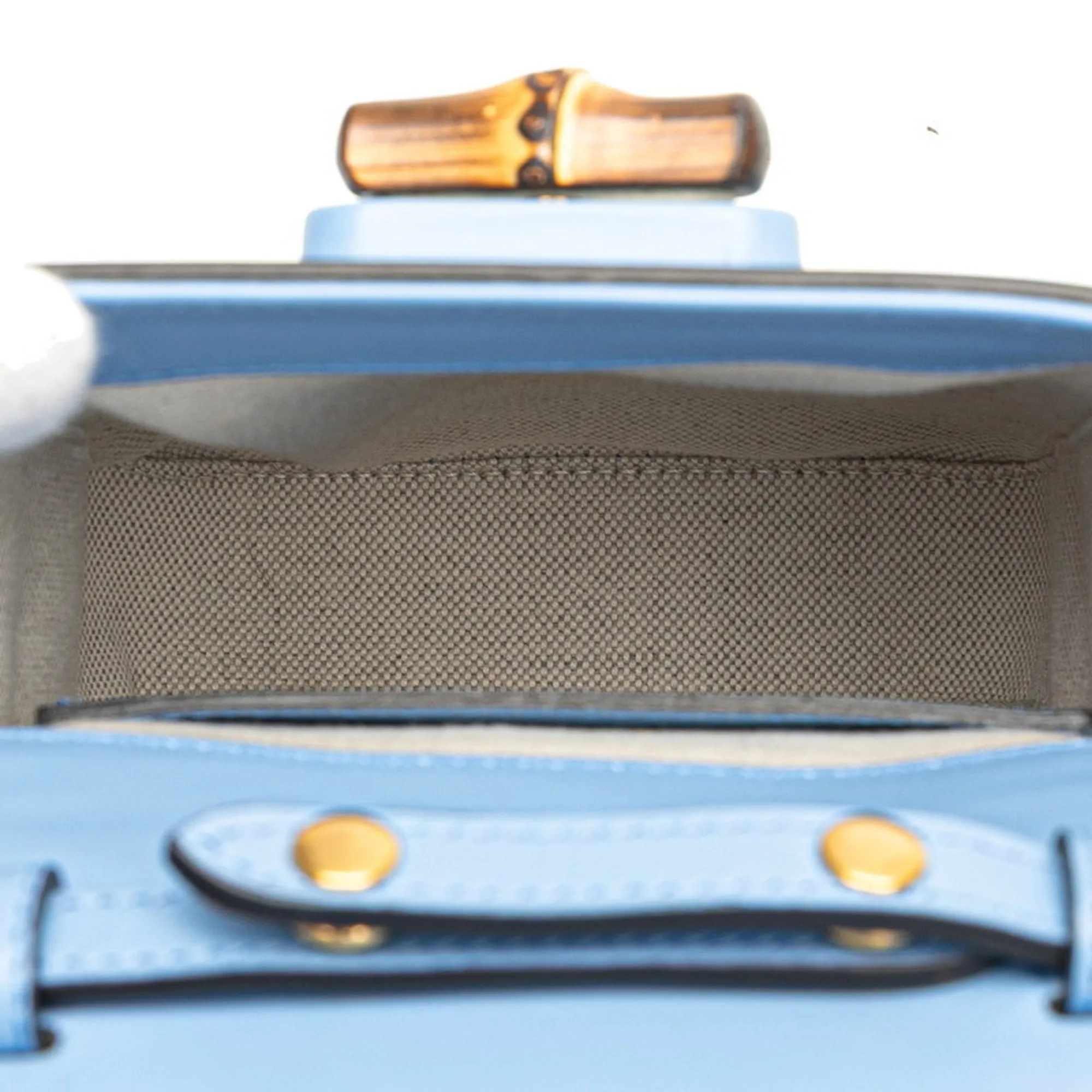 GUCCI Blue Leather Bamboo Backpack