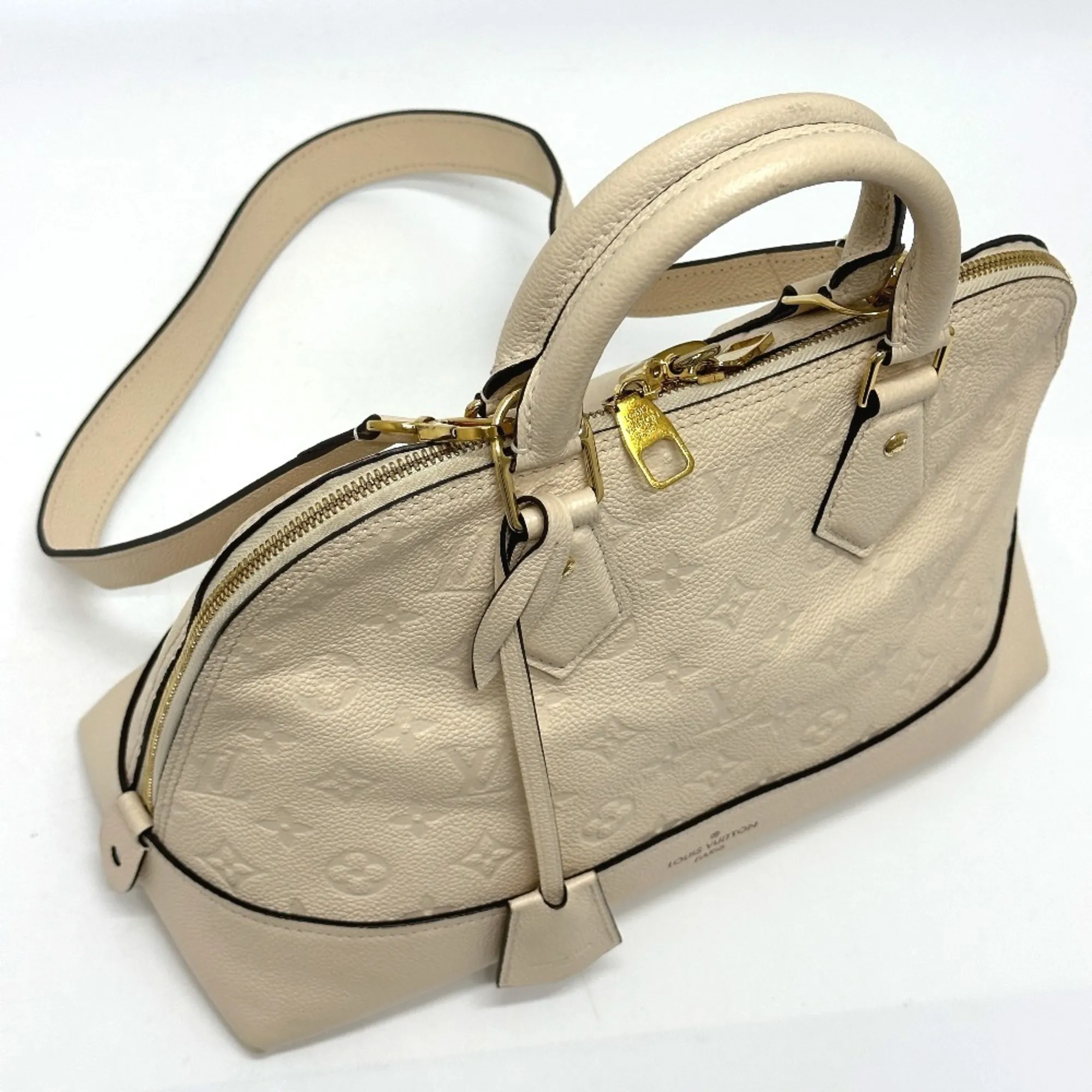 LOUIS VUITTON Cream Monogram Leather Alma Bag