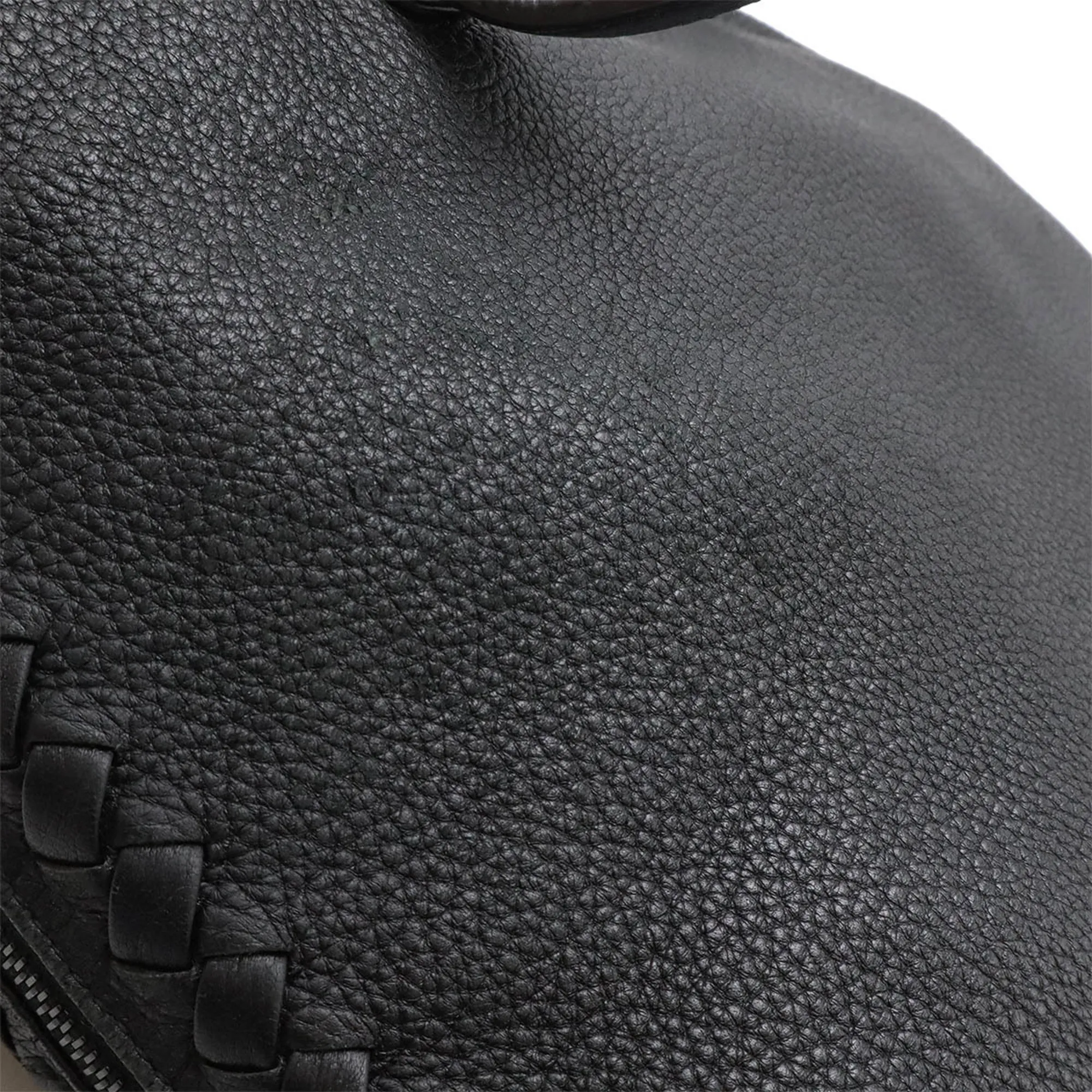 BOTTEGA VENETA Black Leather Intrecciato Shoulder Bag