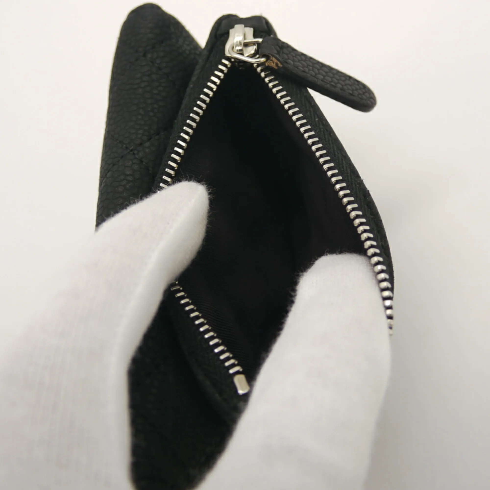 CHANEL Black Caviar Leather Logo Wallet