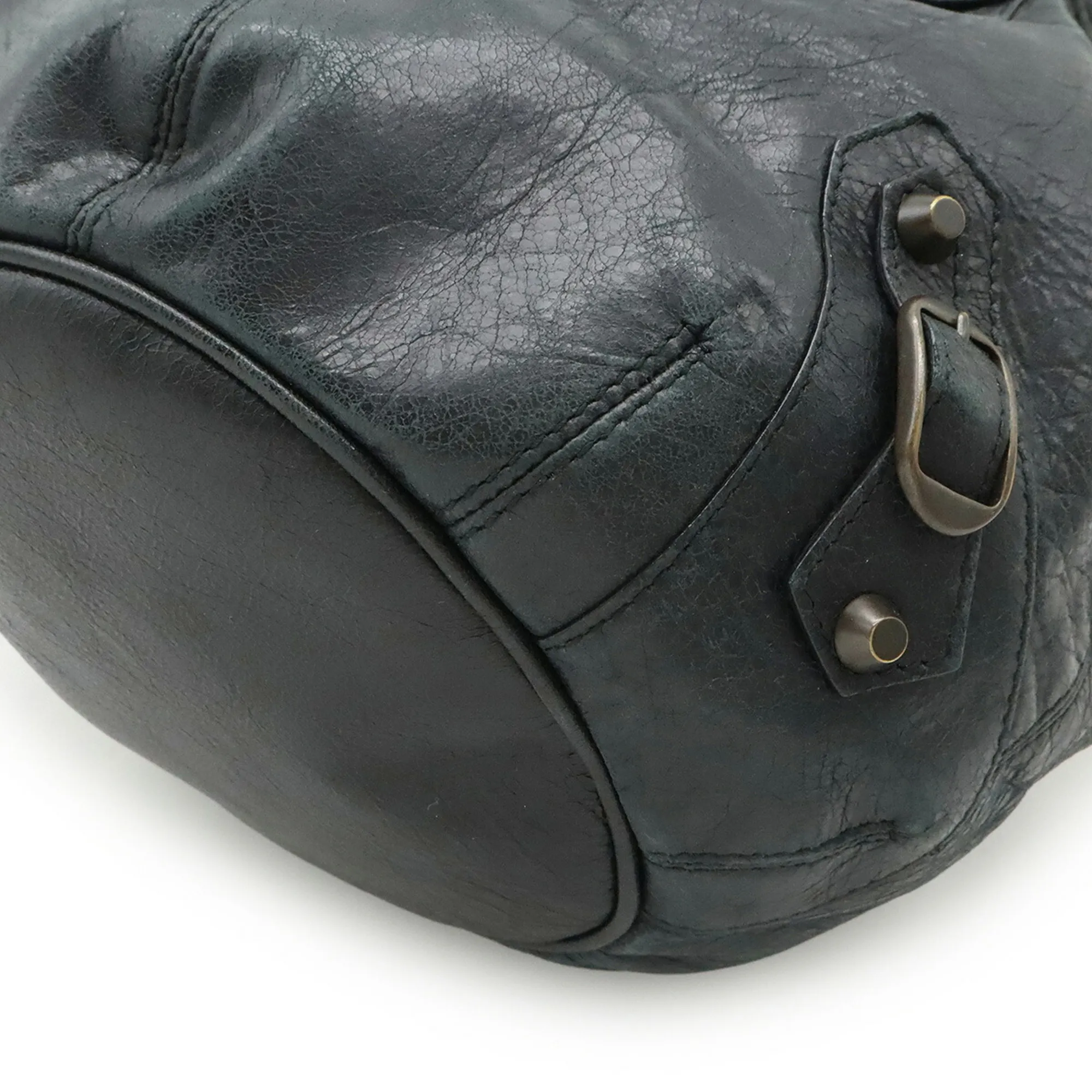 BALENCIAGA Gray Leather Shoulder Bag