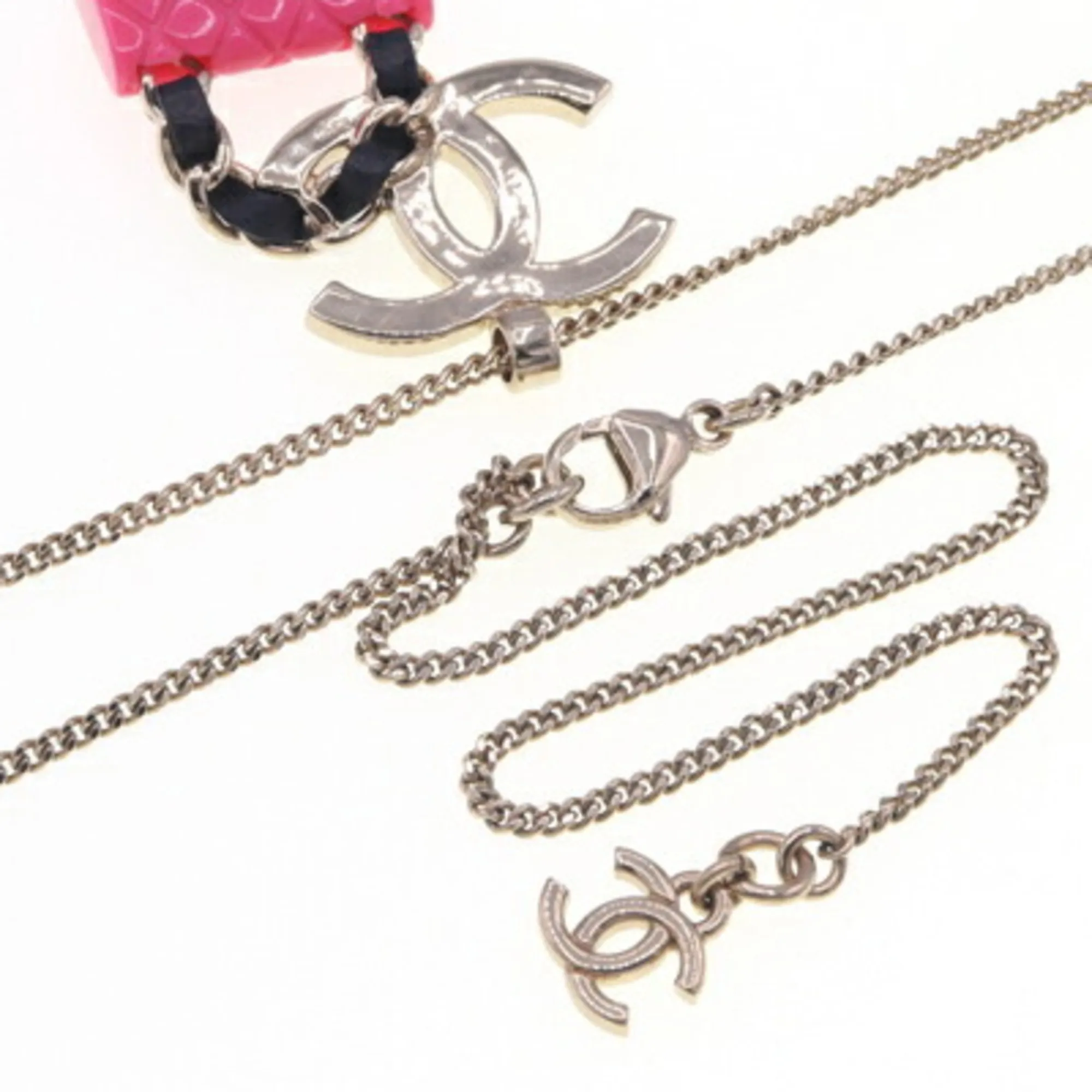 CHANEL Pink Logo Necklace