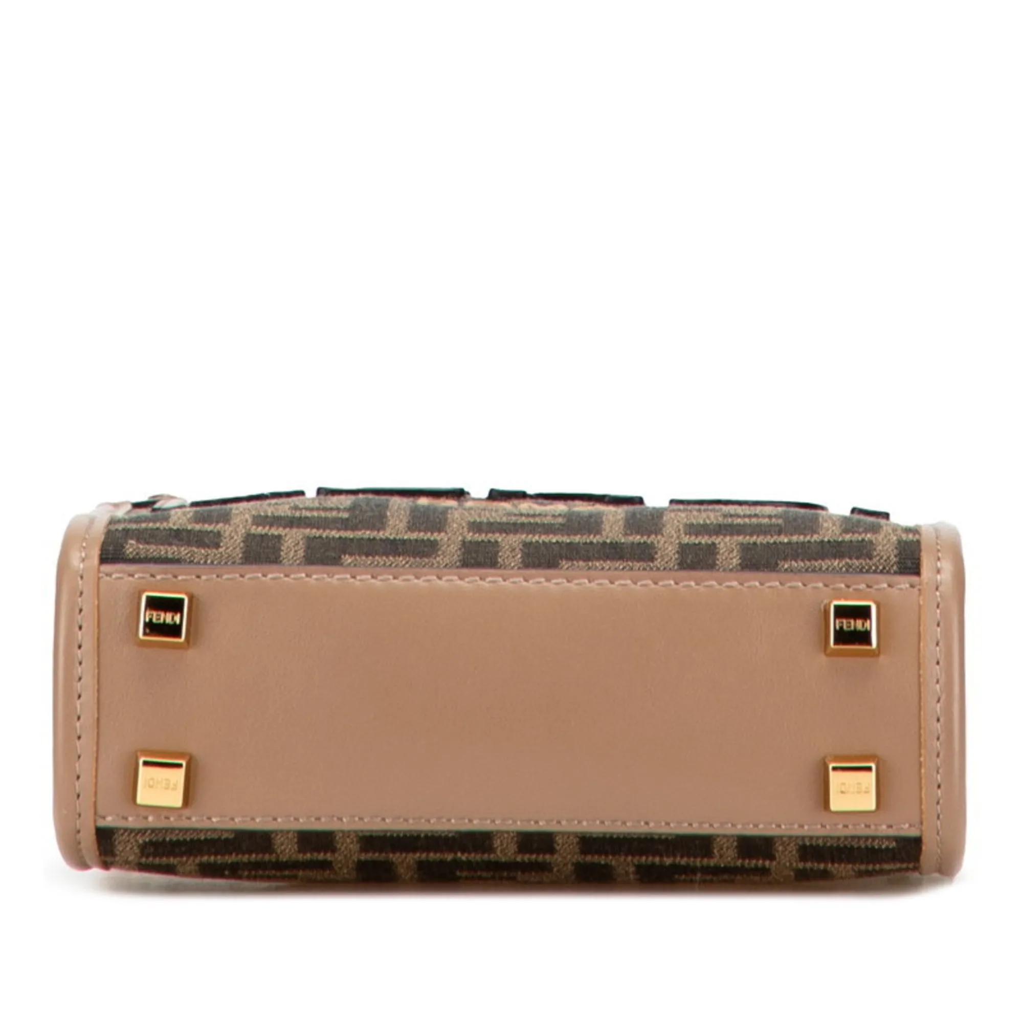 FENDI Brown Leather Zucca Shoulder Bag