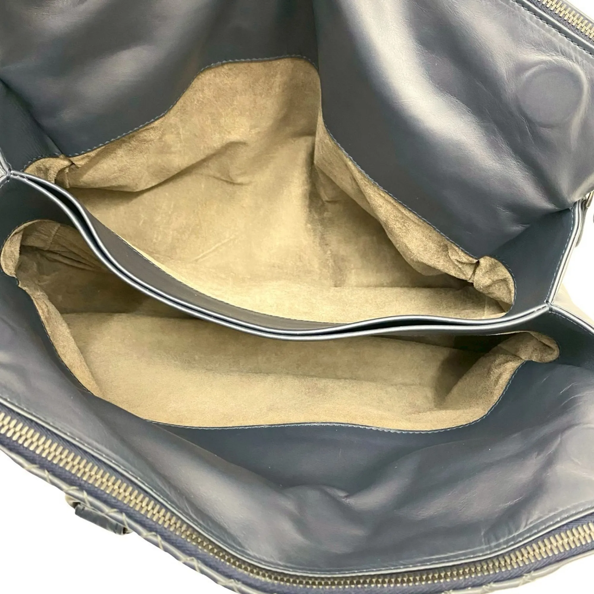 BOTTEGA VENETA Blue Leather Intrecciato Shoulder Bag