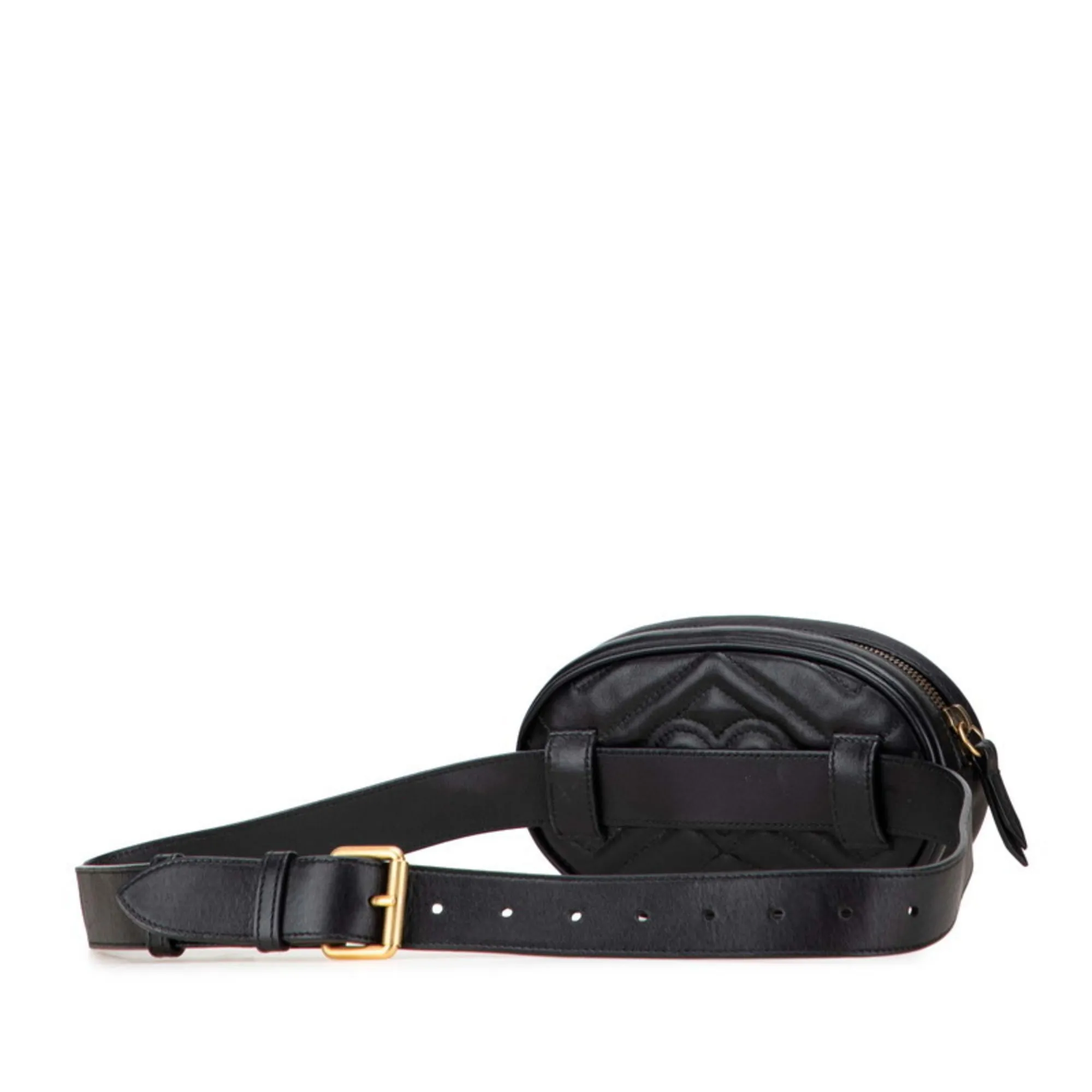 GUCCI Black Leather GG Marmont Hobo Bag