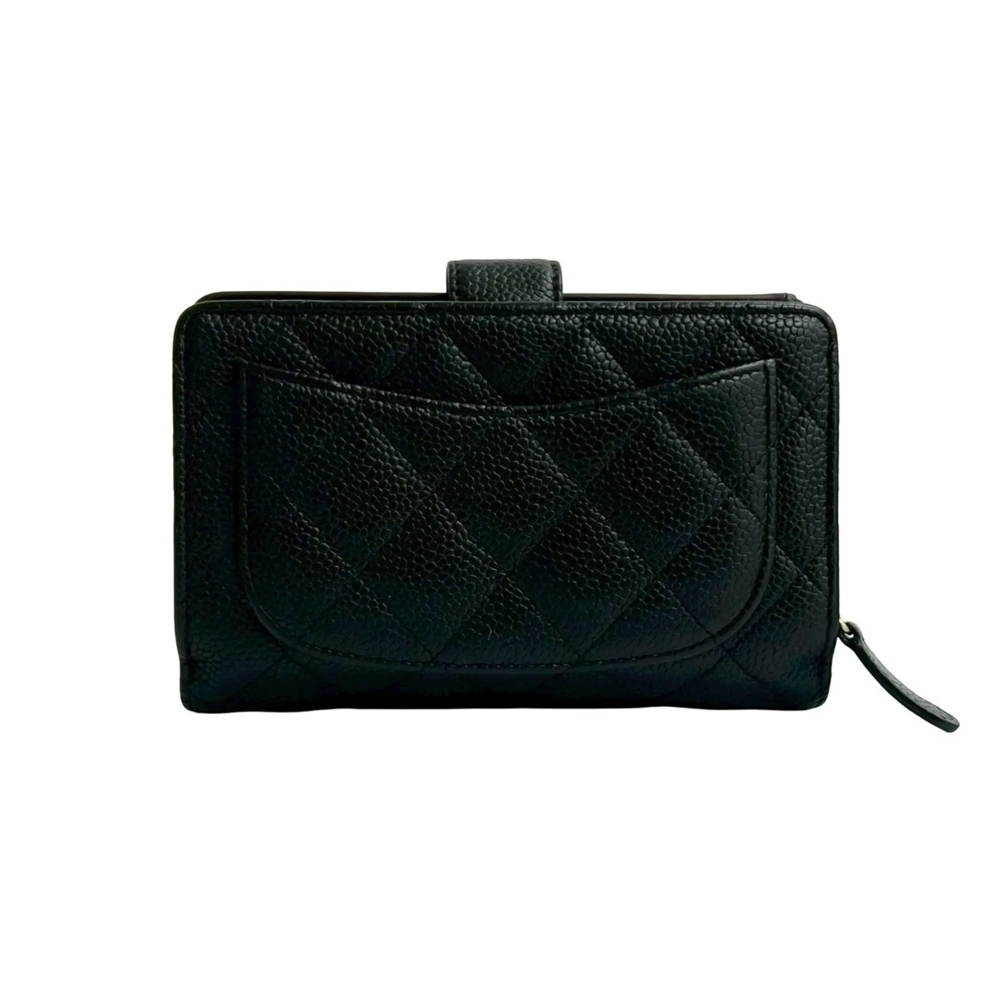 CHANEL Black Caviar Leather Logo Wallet