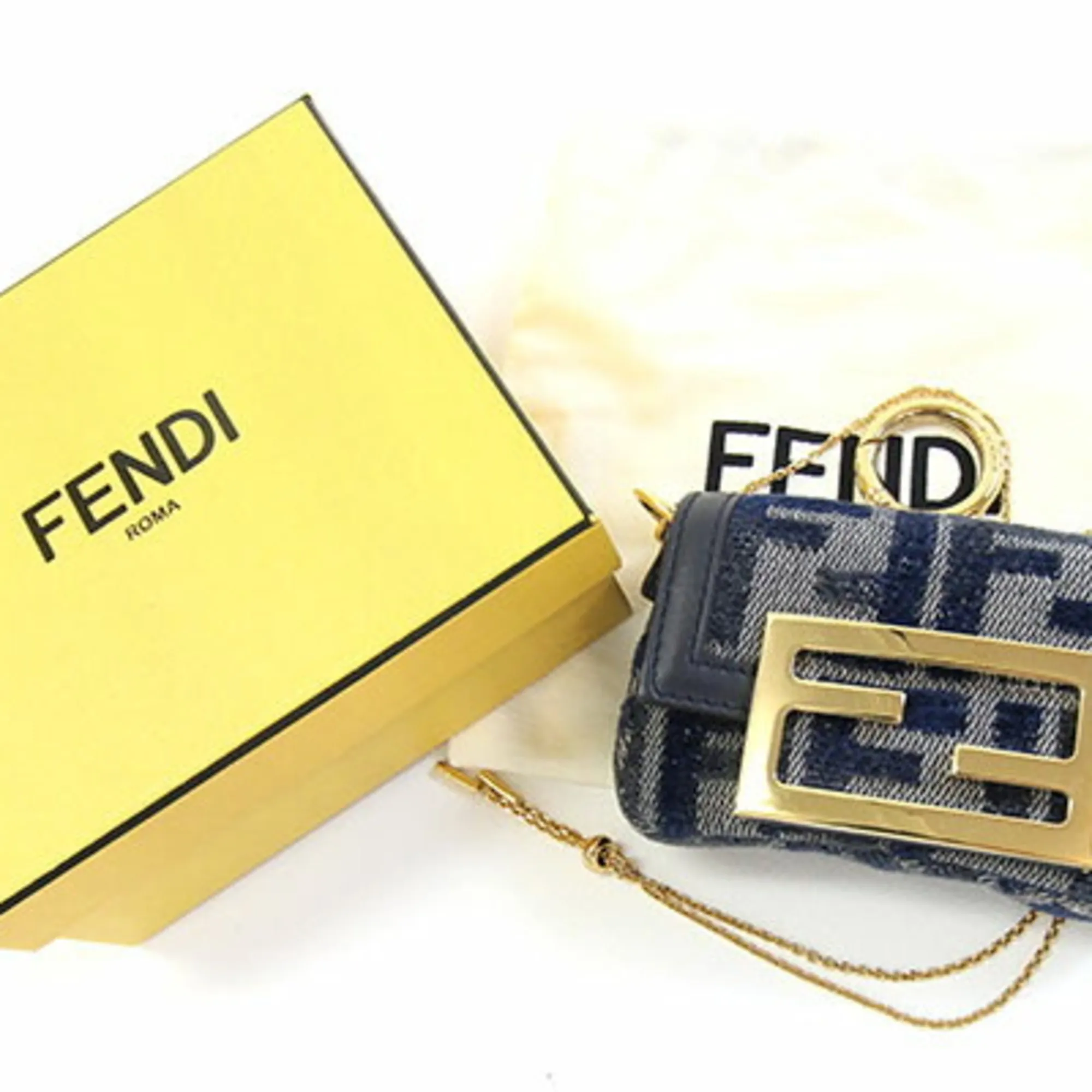 FENDI Blue Leather Shoulder Bag