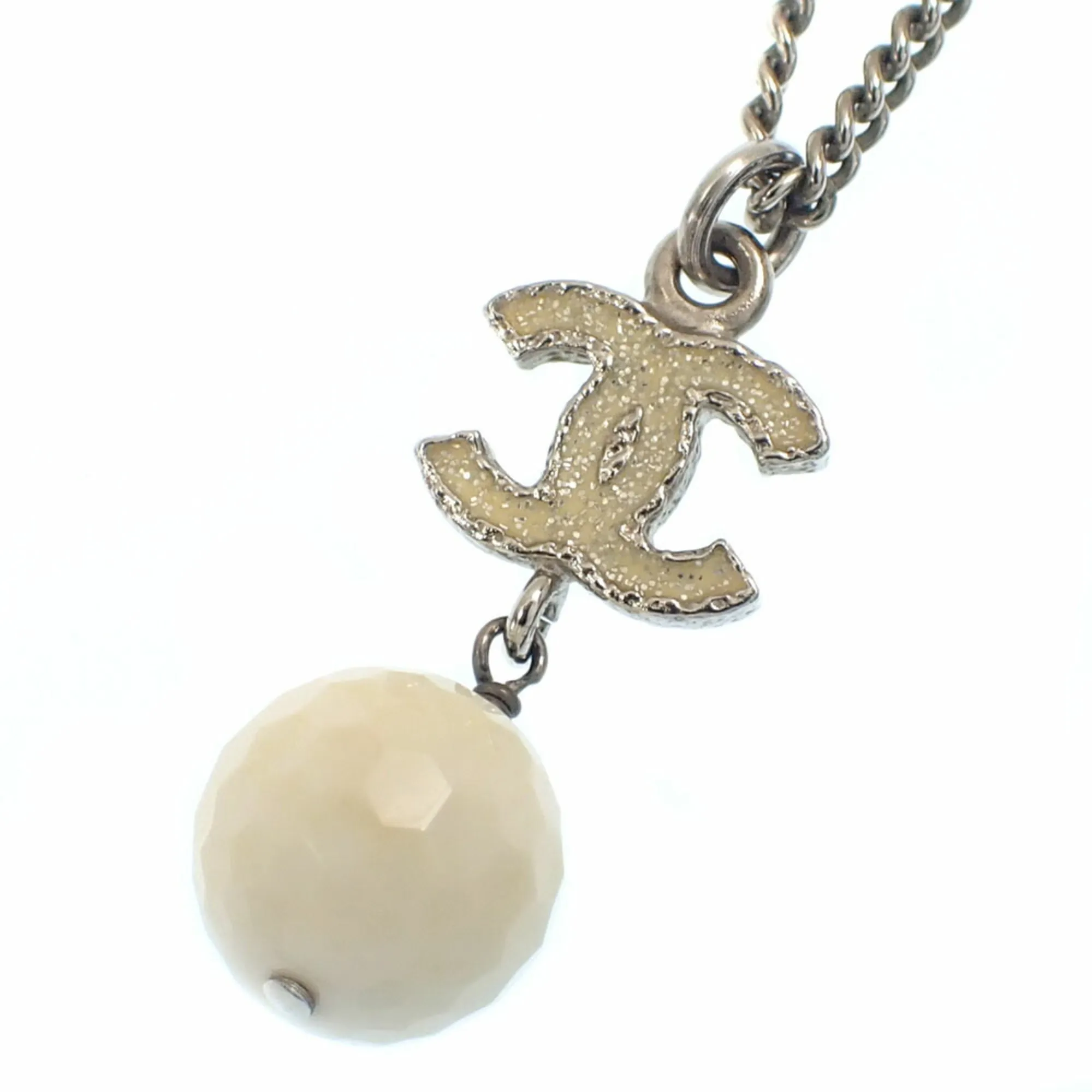 CHANEL Silver Logo Necklace