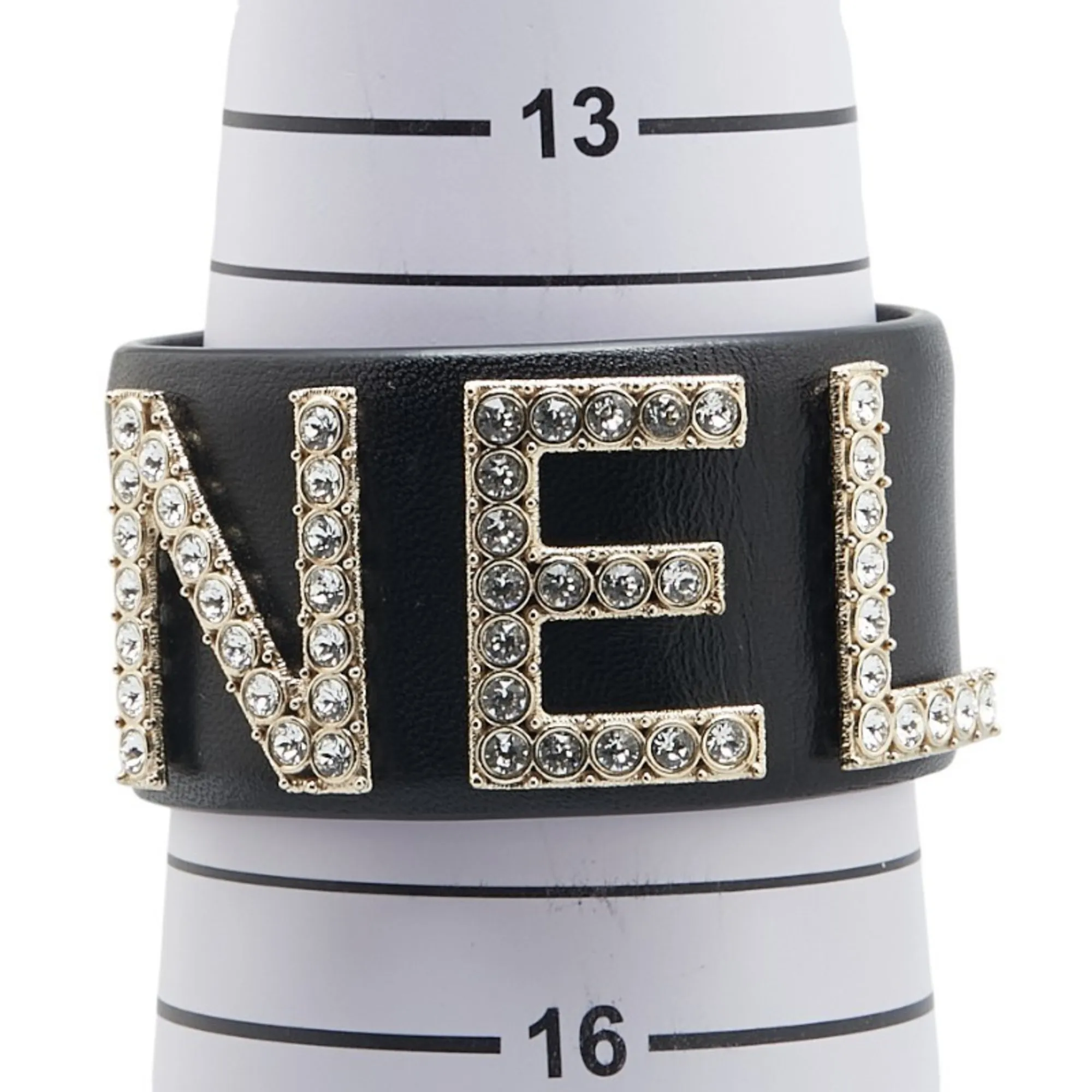 CHANEL Black Lambskin Leather Bracelet