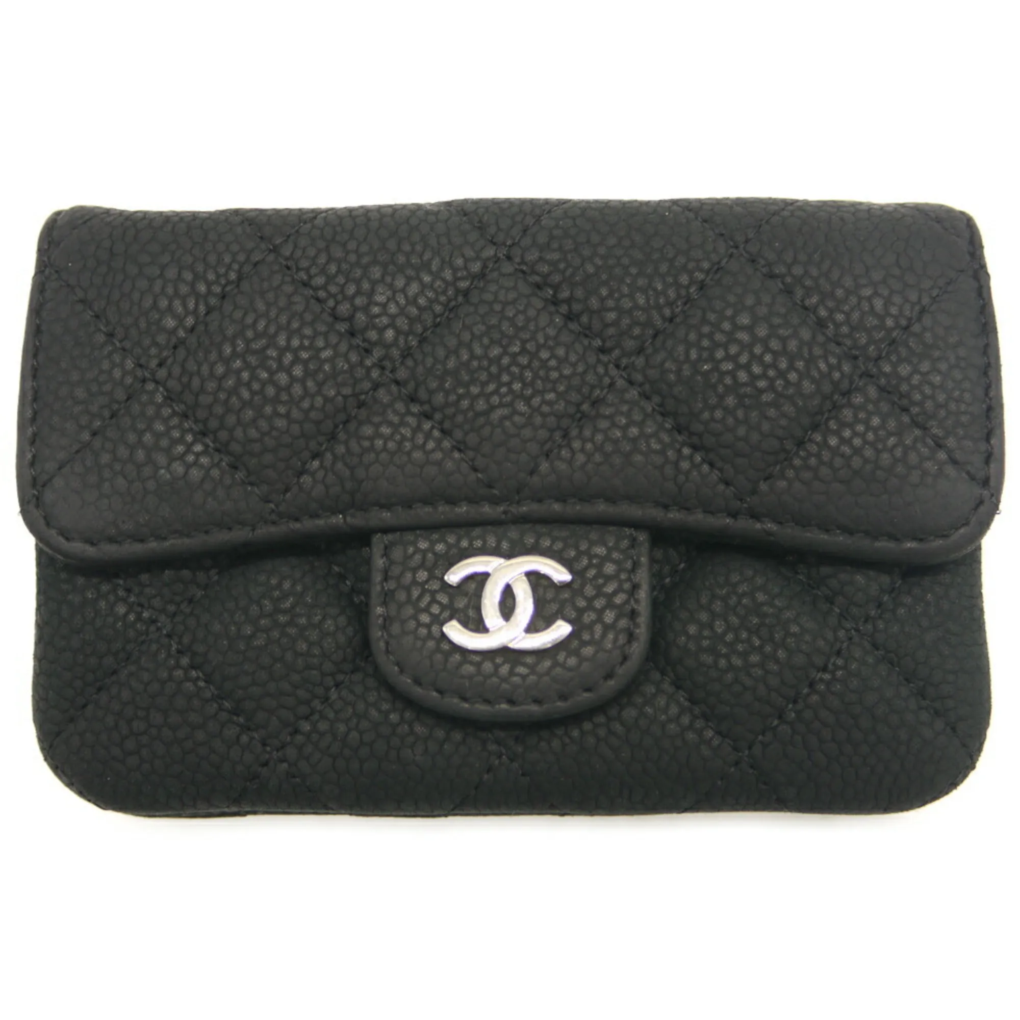 CHANEL Black Caviar Leather Logo Wallet