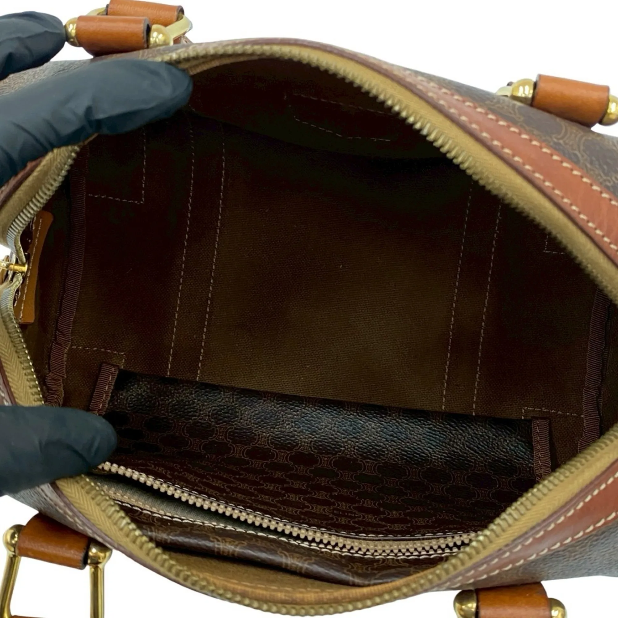 CELINE Brown Leather Boston Bag