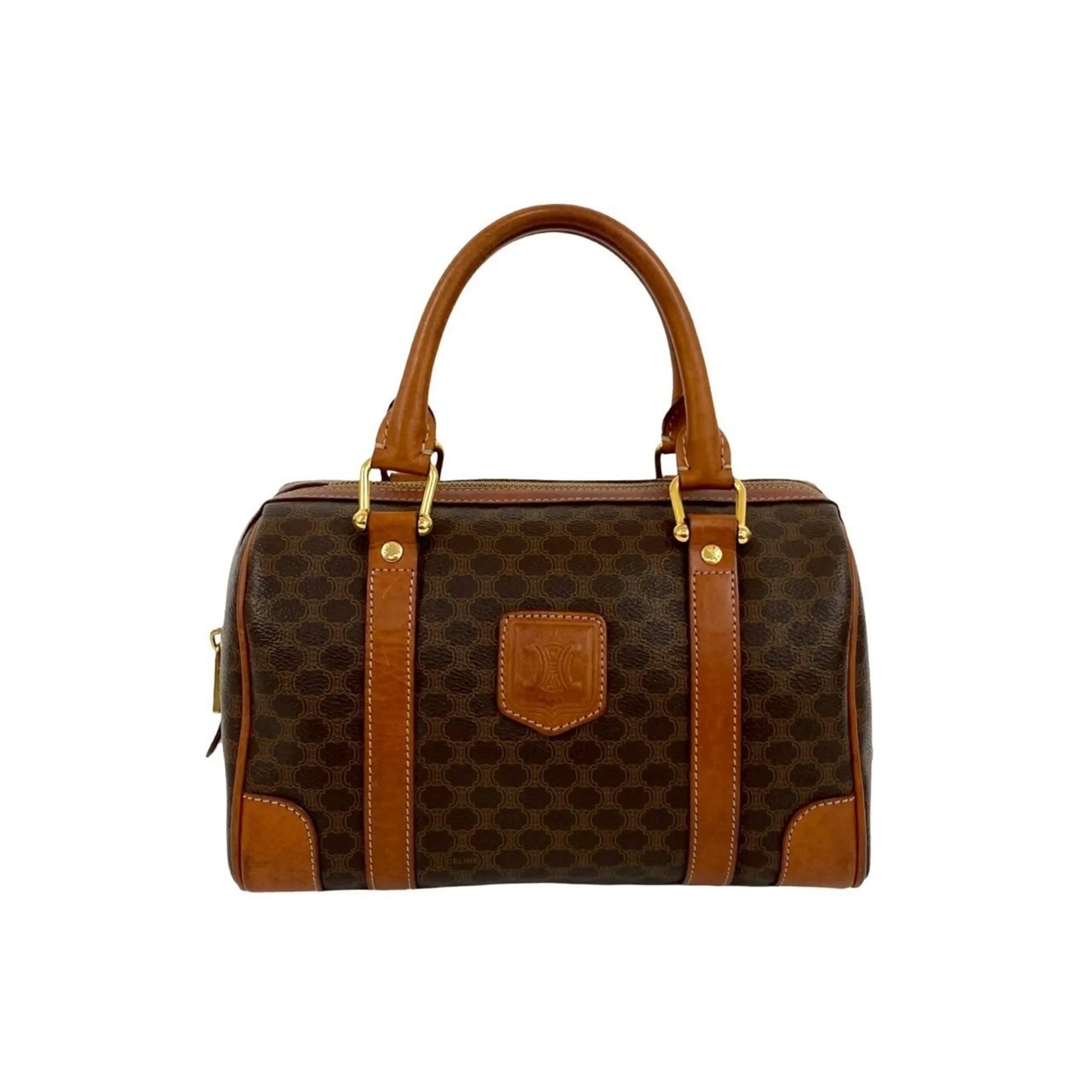 CELINE Brown Leather Boston Bag