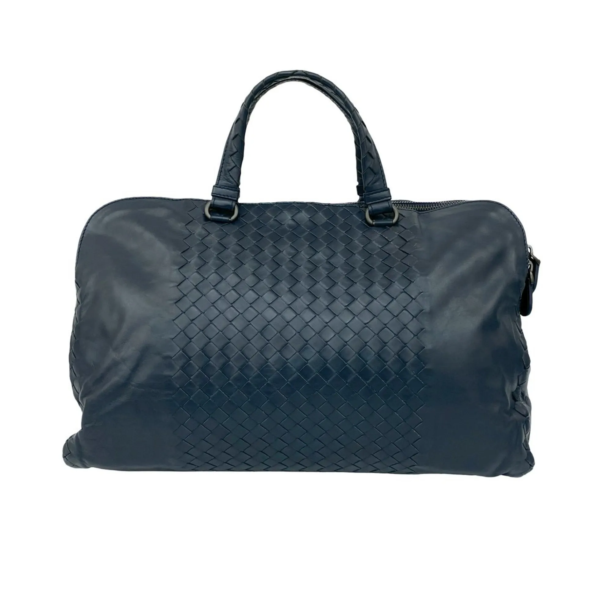 BOTTEGA VENETA Blue Leather Intrecciato Shoulder Bag