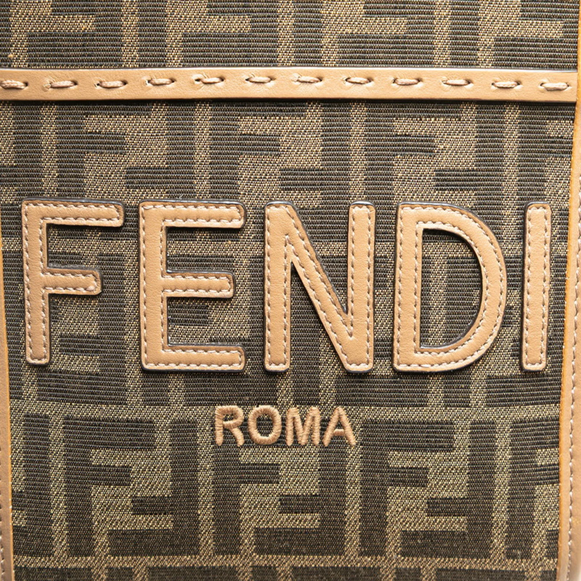 FENDI Brown Leather Zucca Shoulder Bag