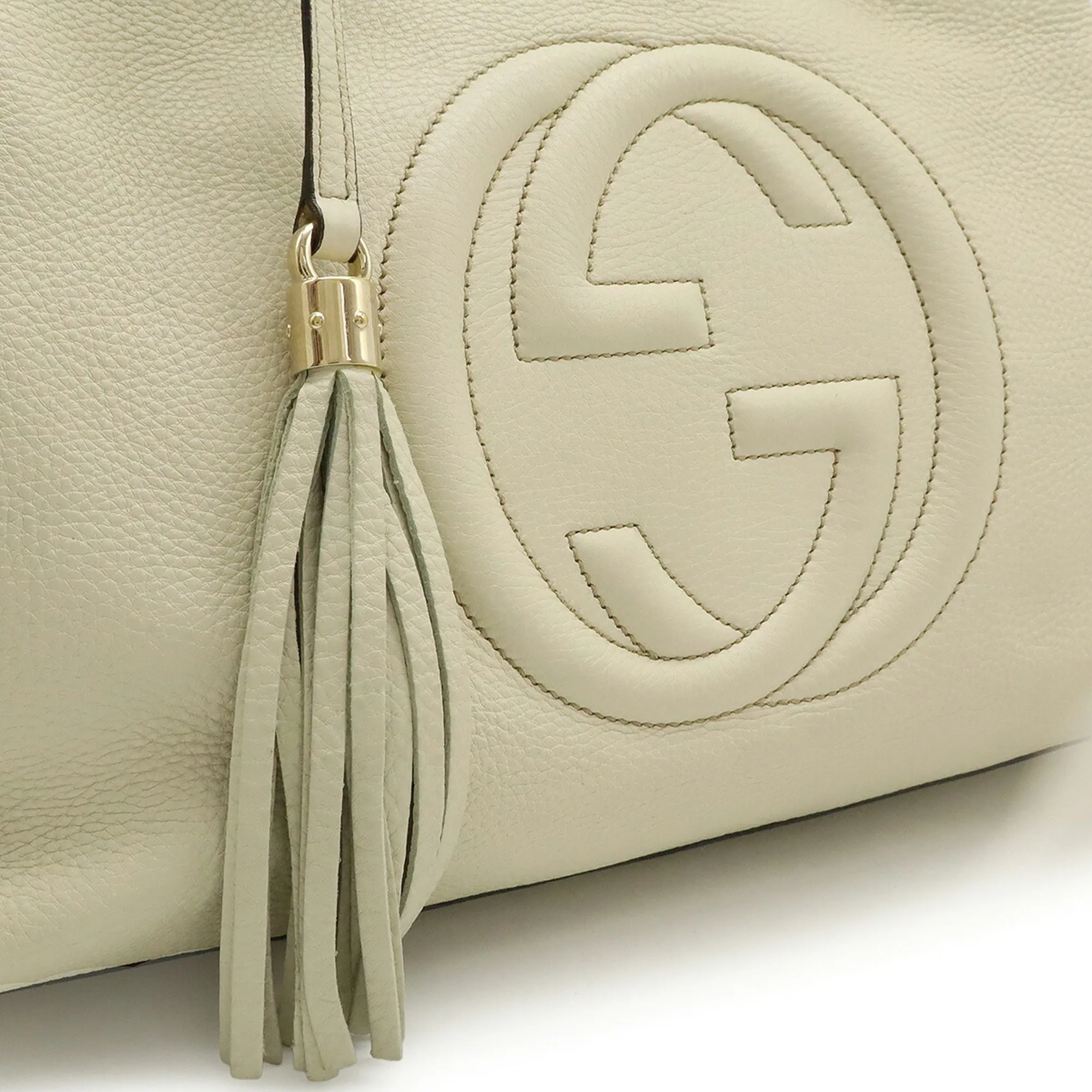 GUCCI White Leather Shoulder Bag