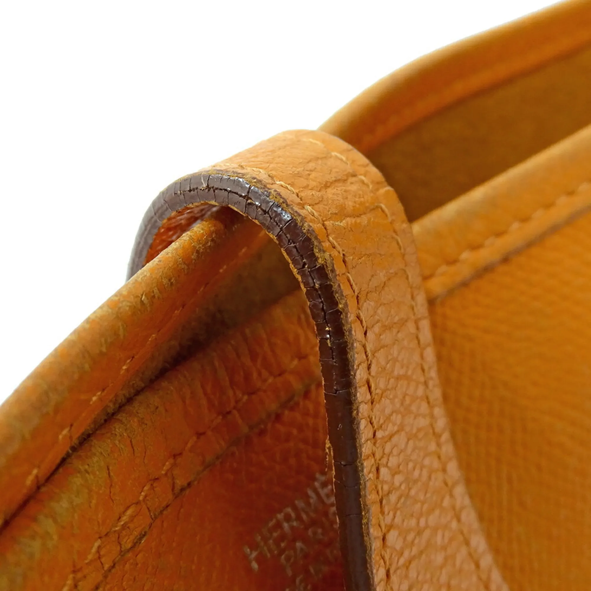 HERMES Orange Leather Shoulder Bag