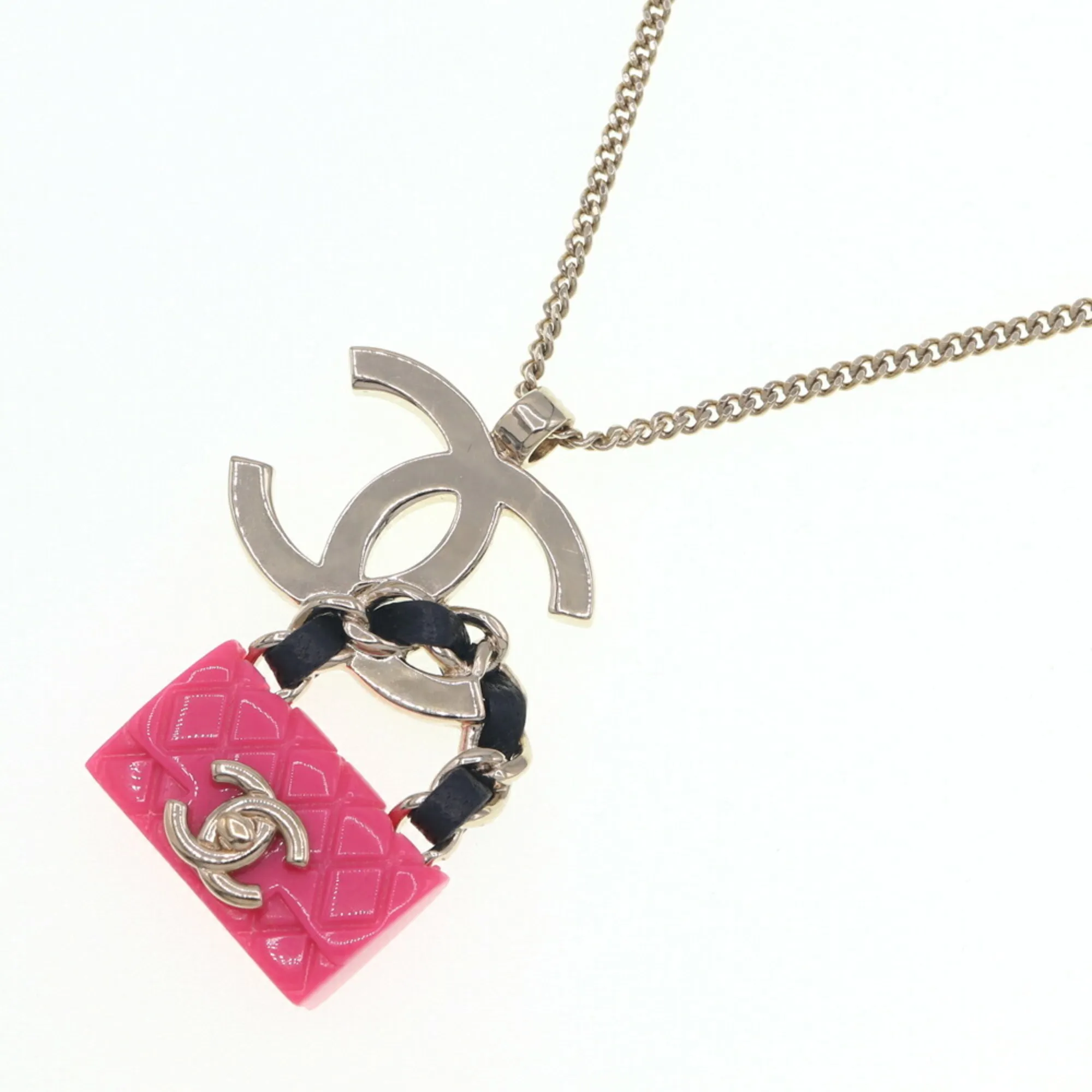CHANEL Pink Logo Necklace