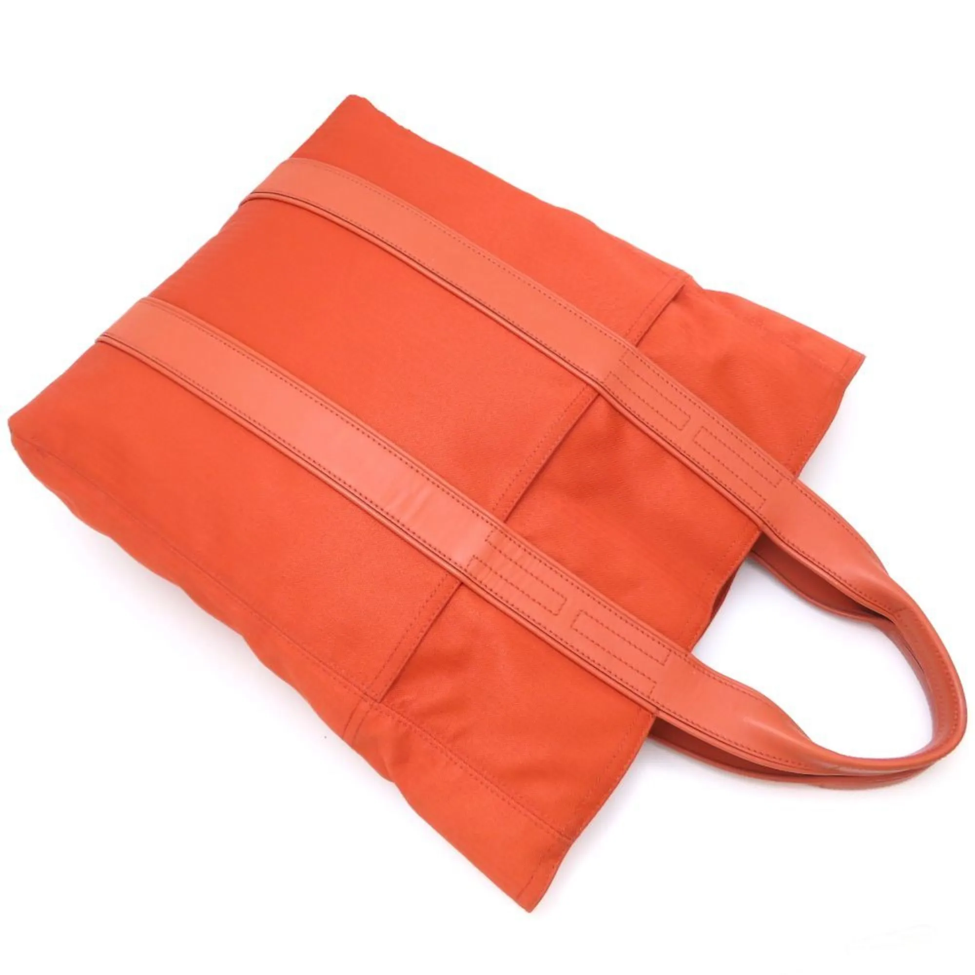 HERMES Orange Leather Tote Bag