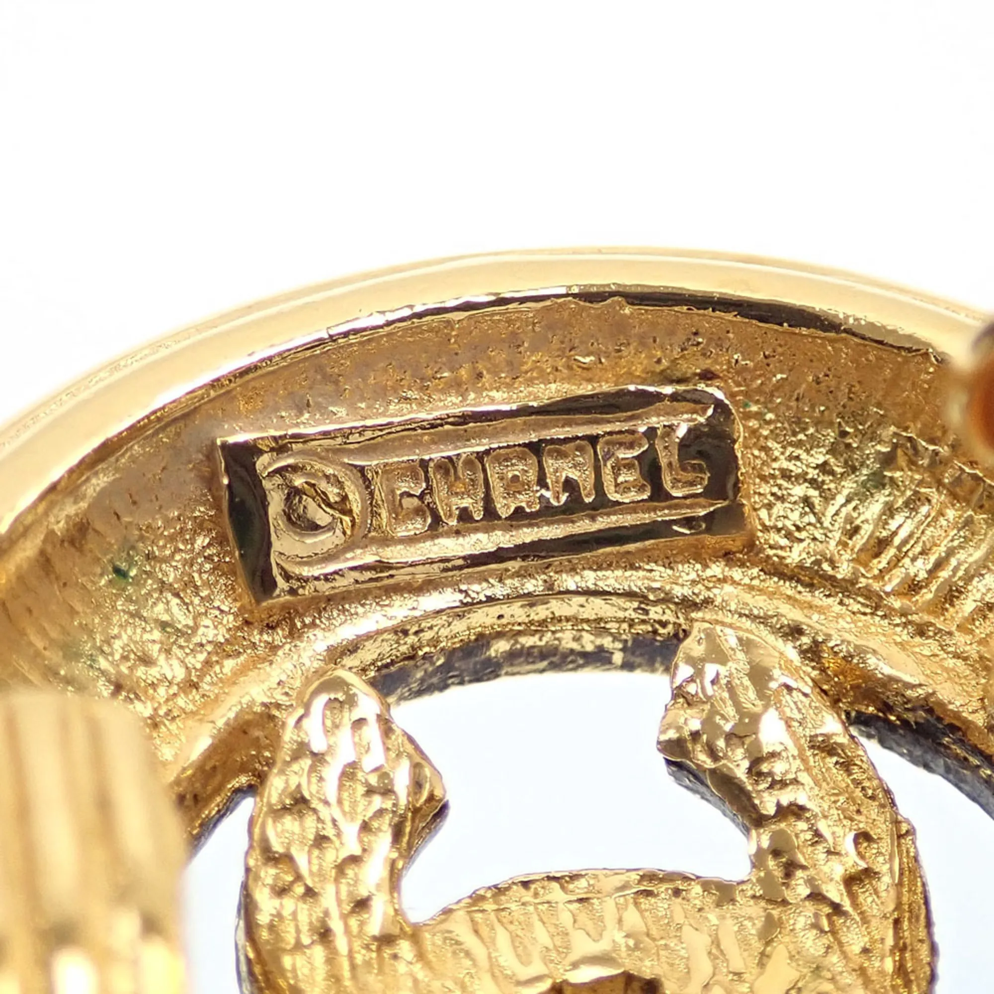 CHANEL Gold Logo Earrings