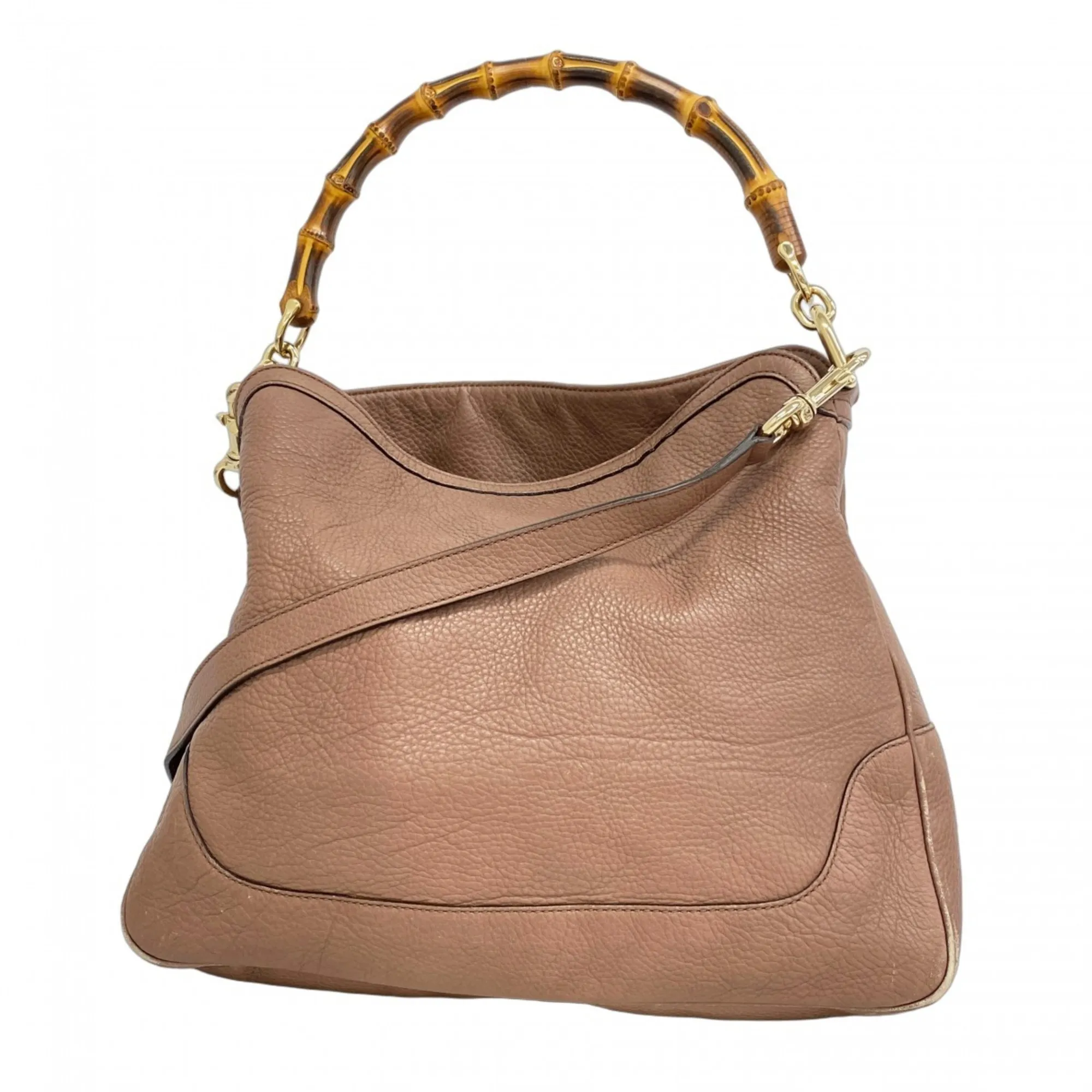 GUCCI Brown Leather Bamboo Bag