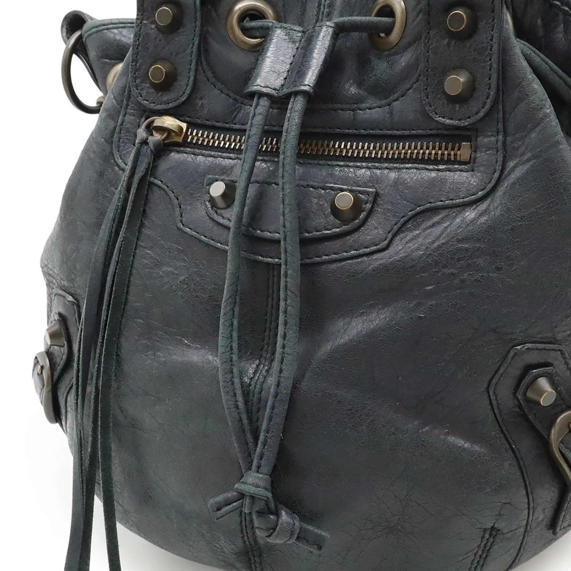BALENCIAGA Gray Leather Shoulder Bag