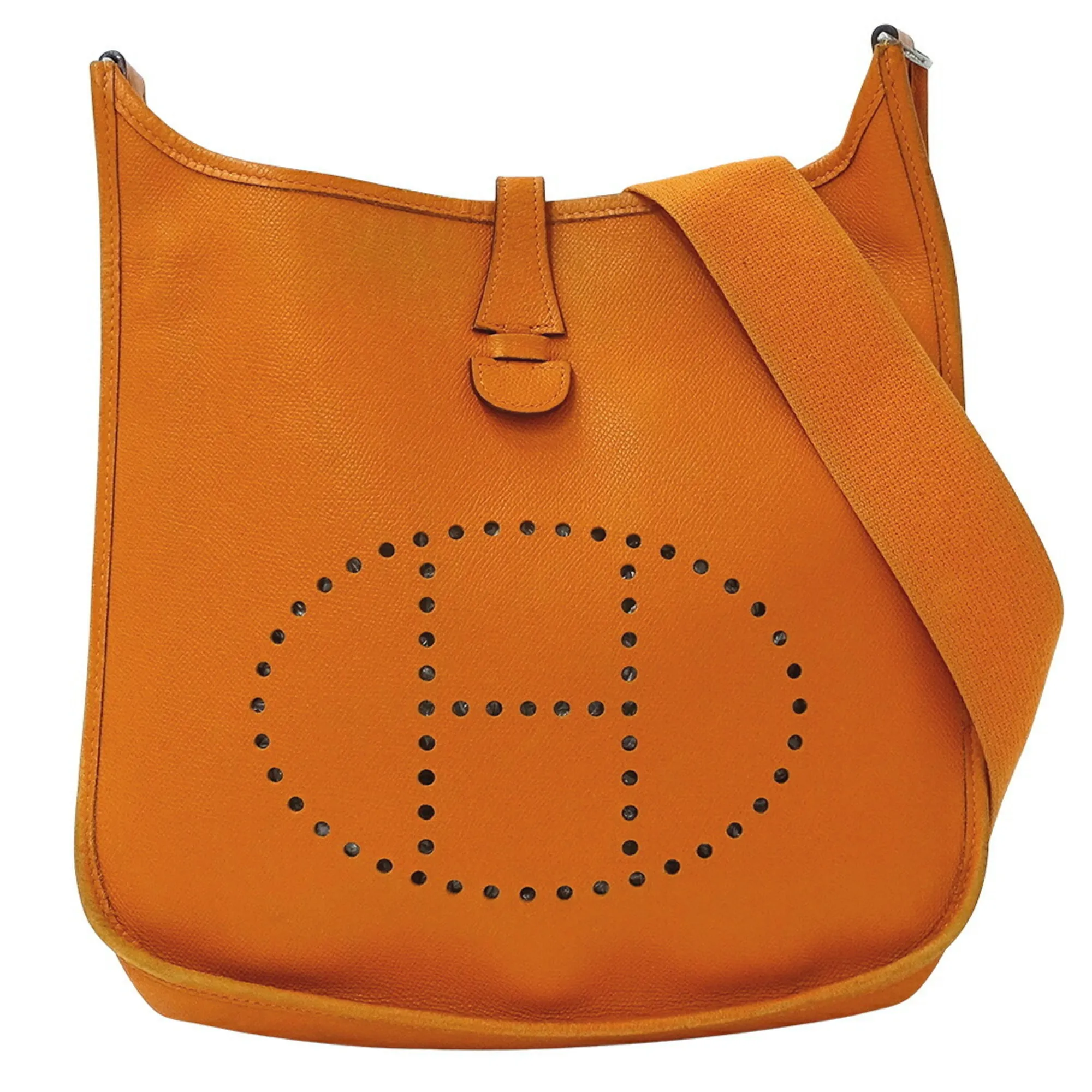 HERMES Orange Leather Shoulder Bag