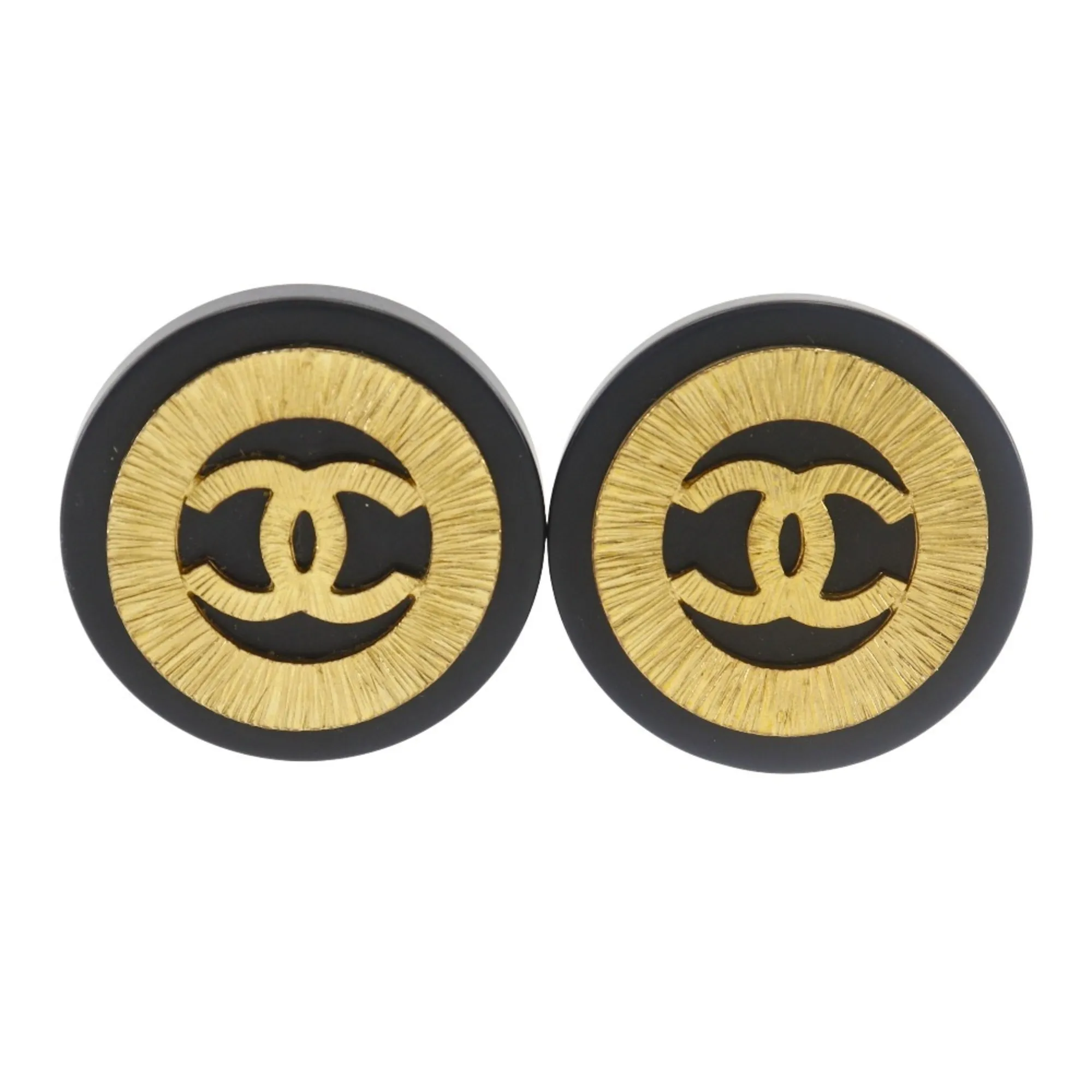 CHANEL Black Logo Earrings