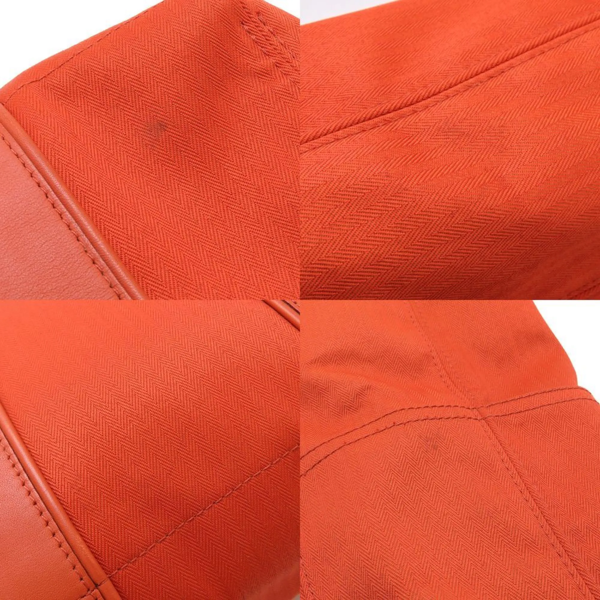 HERMES Orange Leather Tote Bag