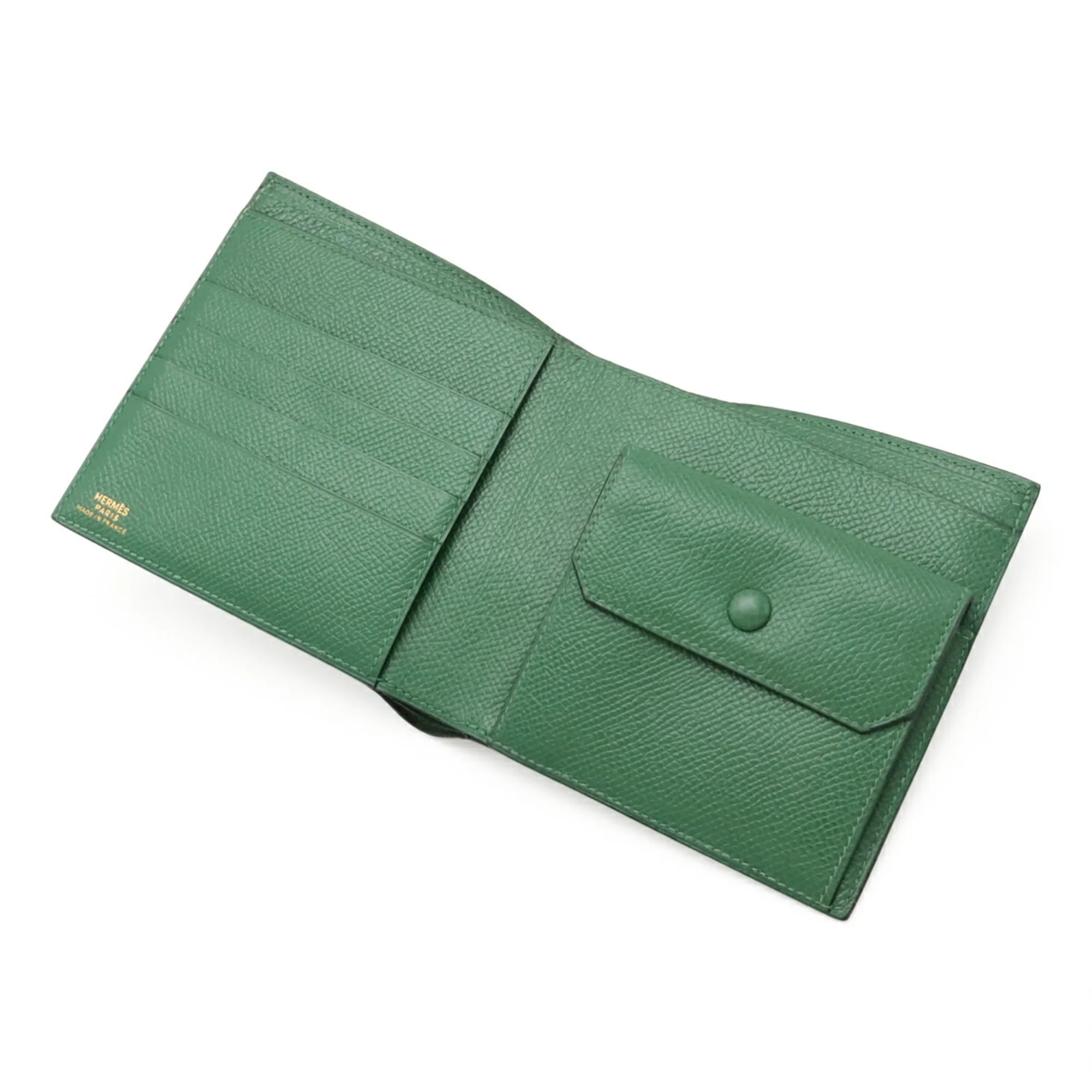 HERMES Green Leather Bamboo Wallet