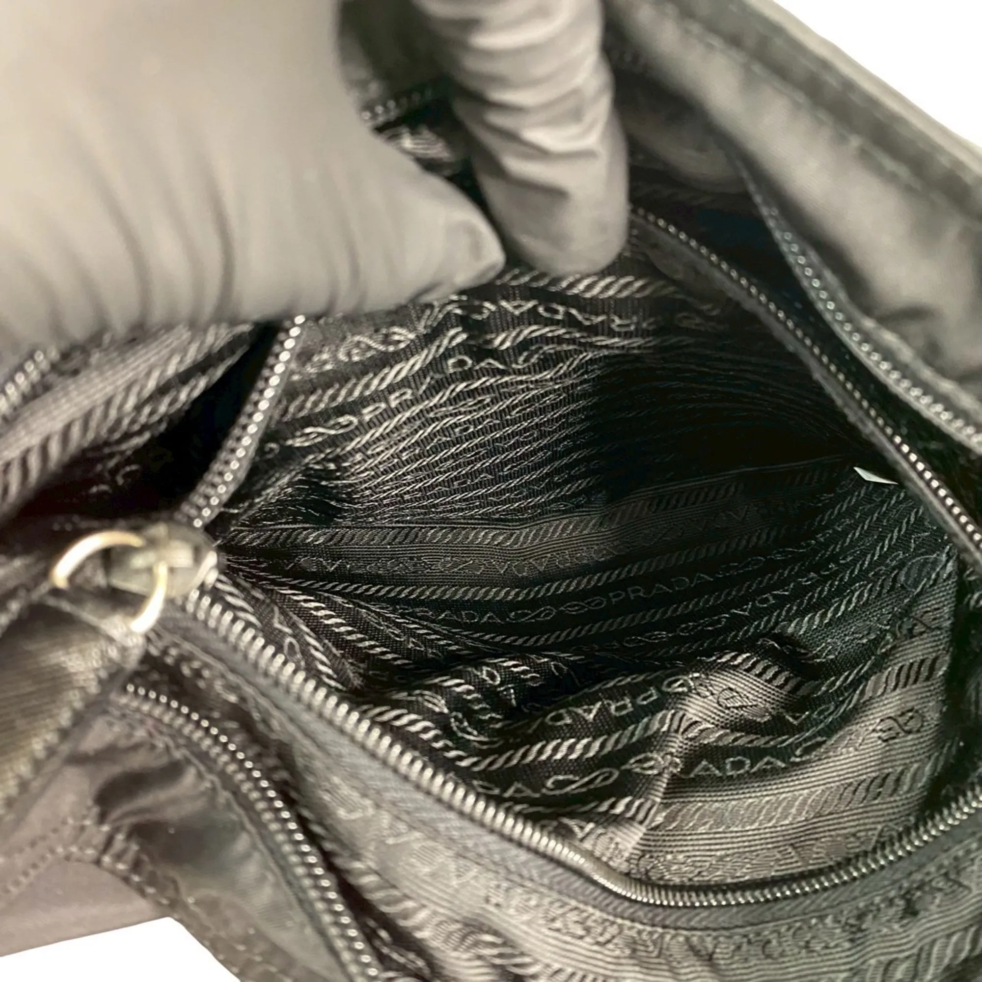 PRADA Black Leather Saffiano Shoulder Bag