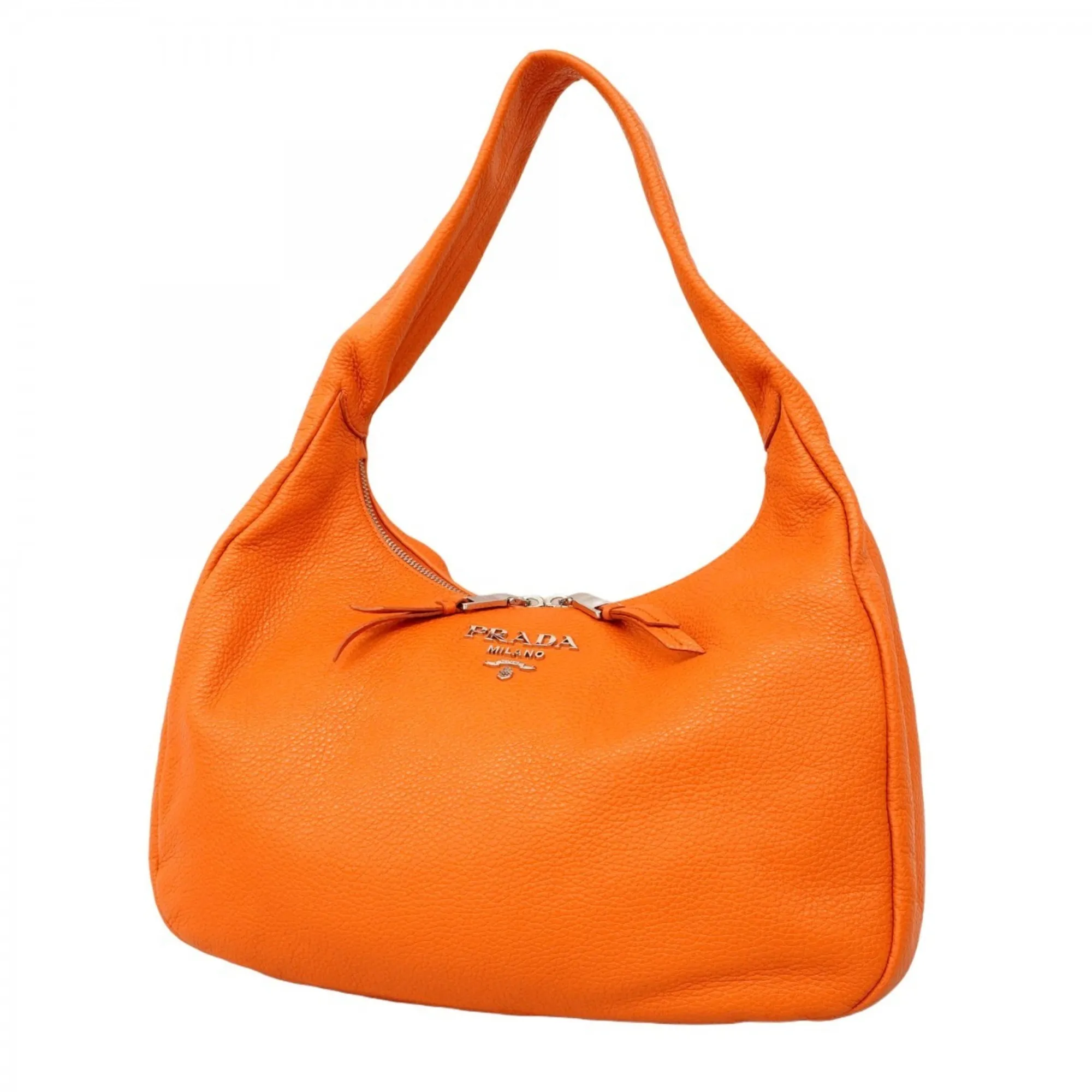PRADA Orange Leather Shoulder Bag