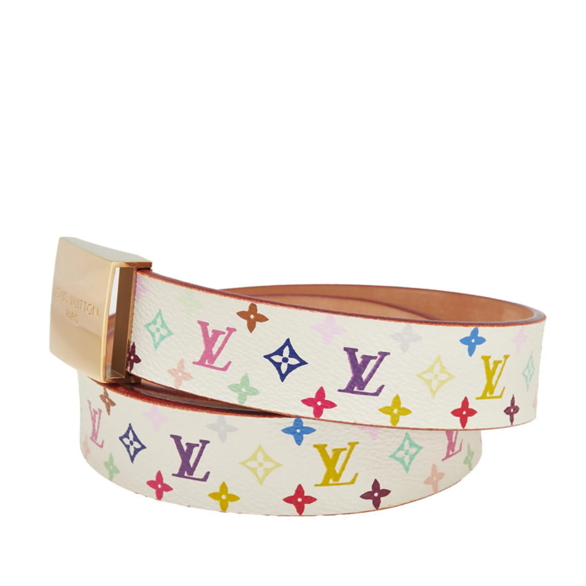 LOUIS VUITTON White Monogram Leather Belt