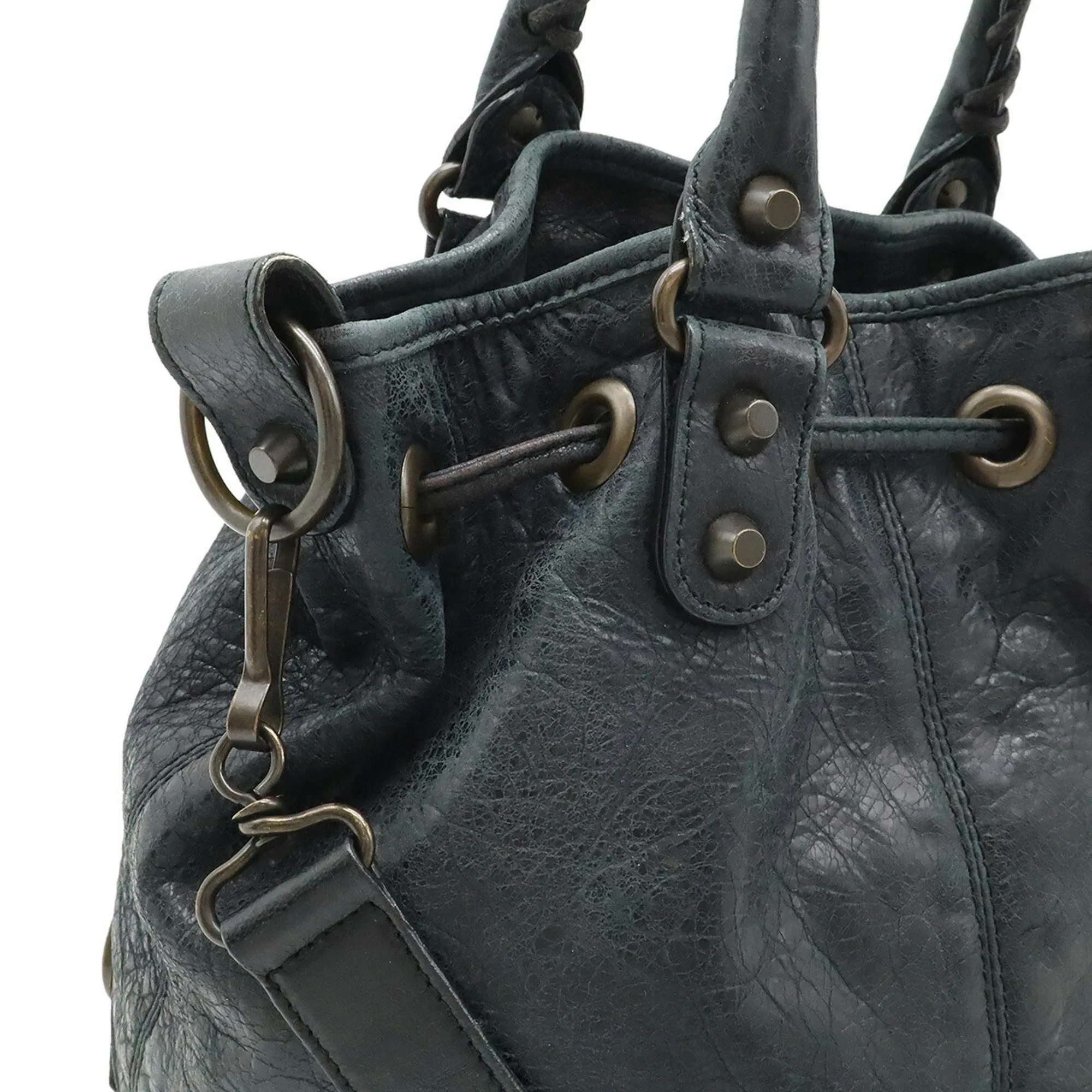 BALENCIAGA Gray Leather Shoulder Bag