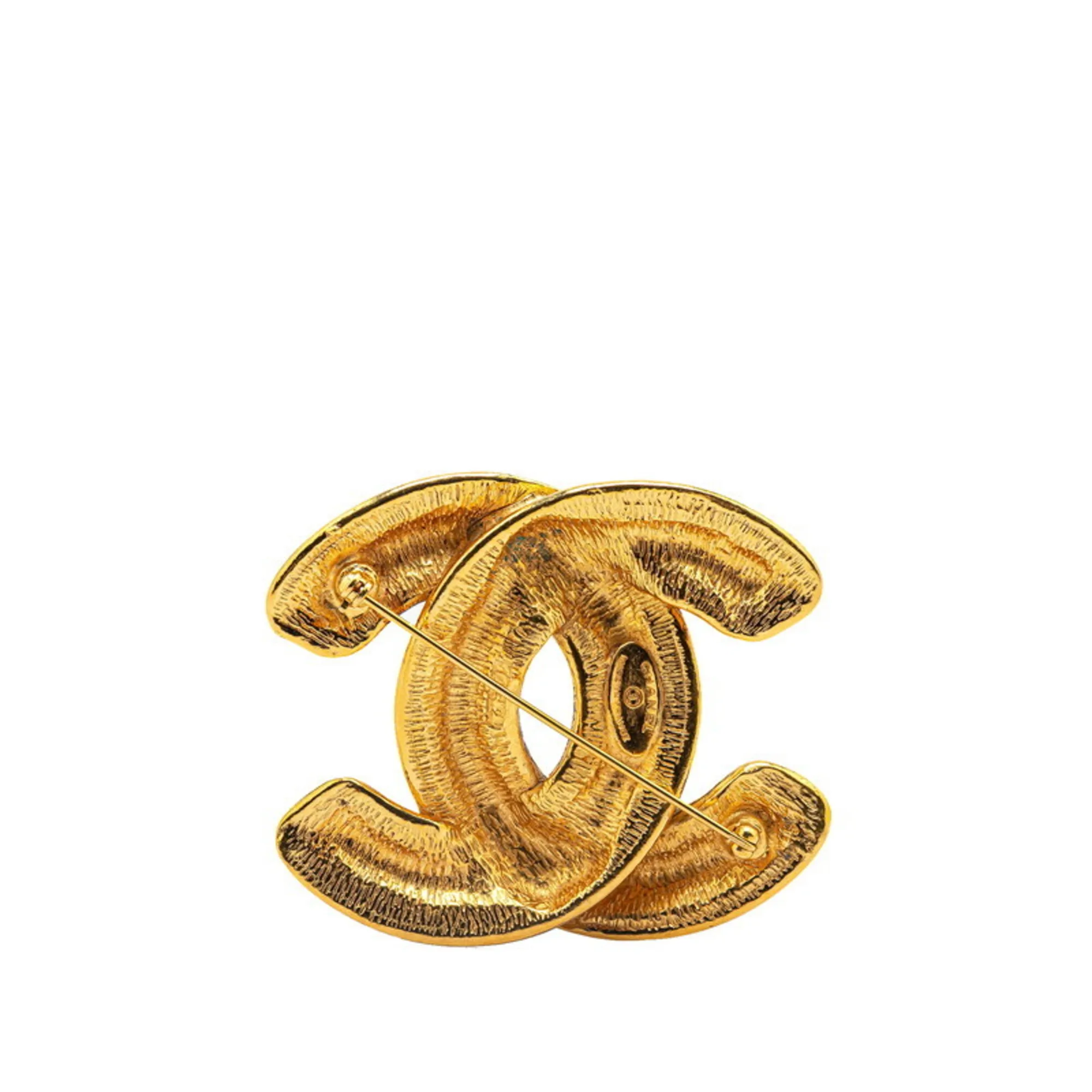 CHANEL Gold Logo Brooch