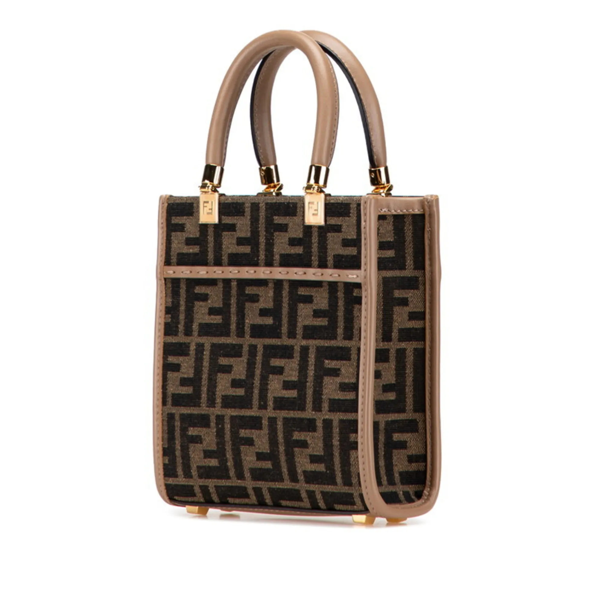 FENDI Brown Leather Zucca Shoulder Bag