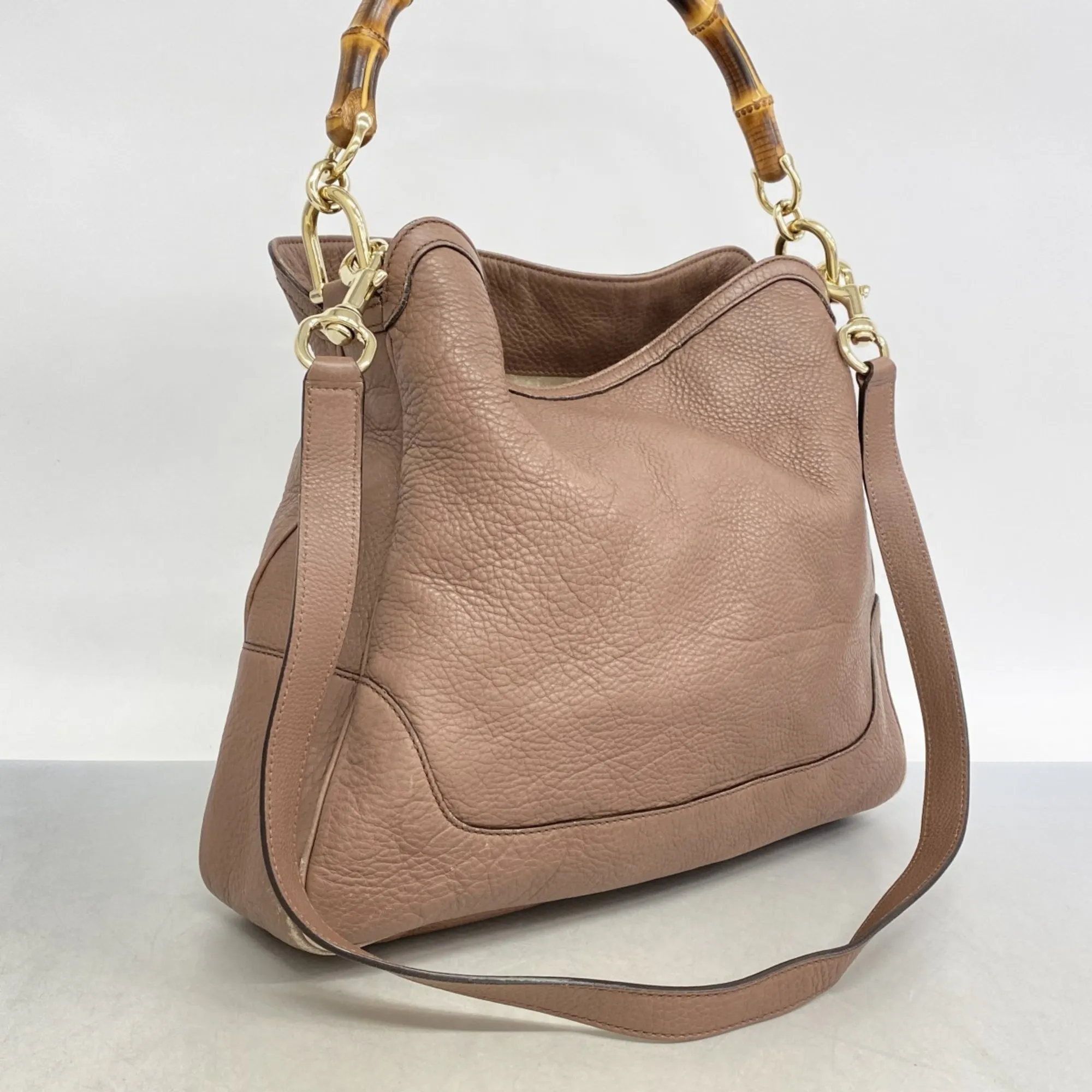 GUCCI Brown Leather Bamboo Bag