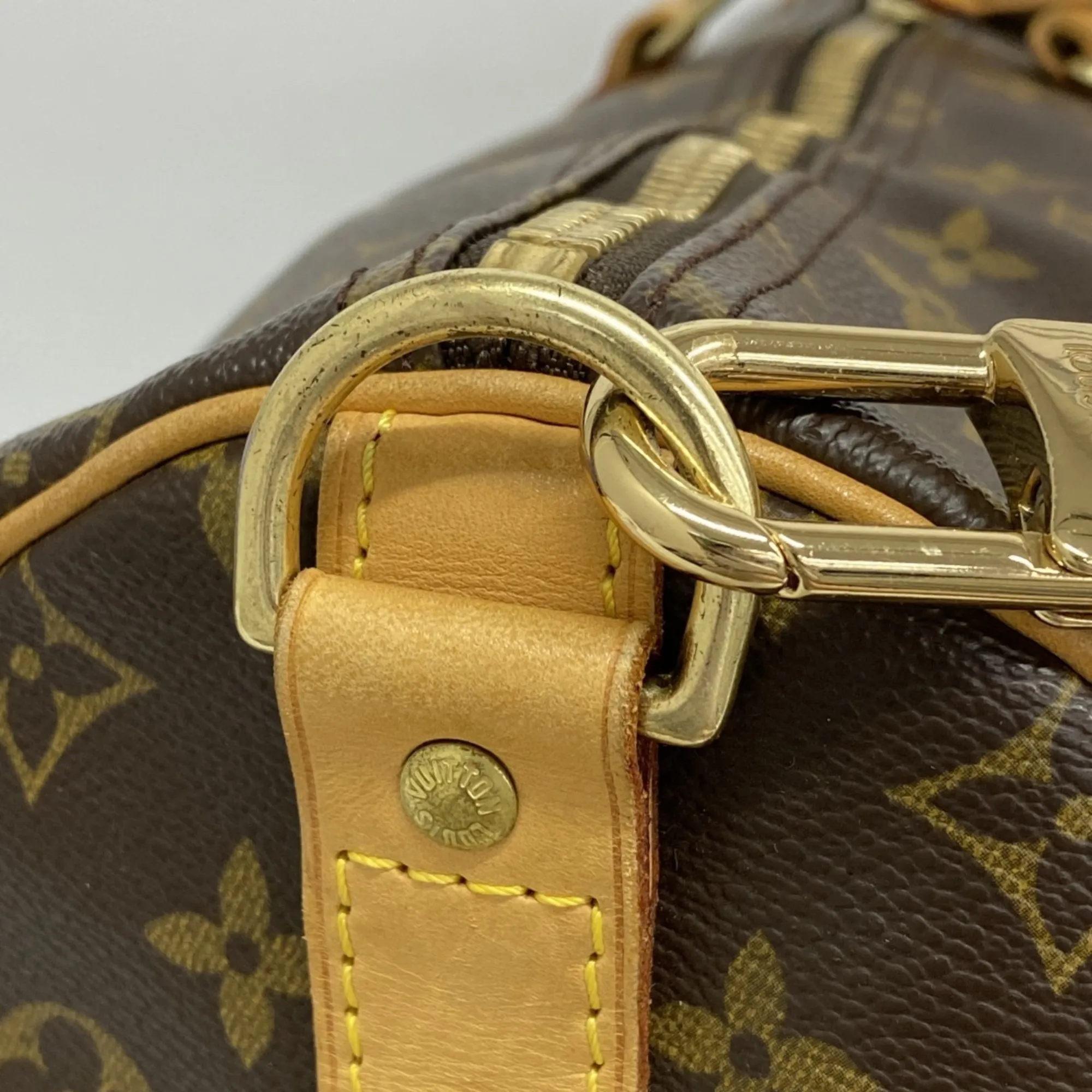LOUIS VUITTON Brown Monogram Keepall Bandouliere 55 Boston Bag