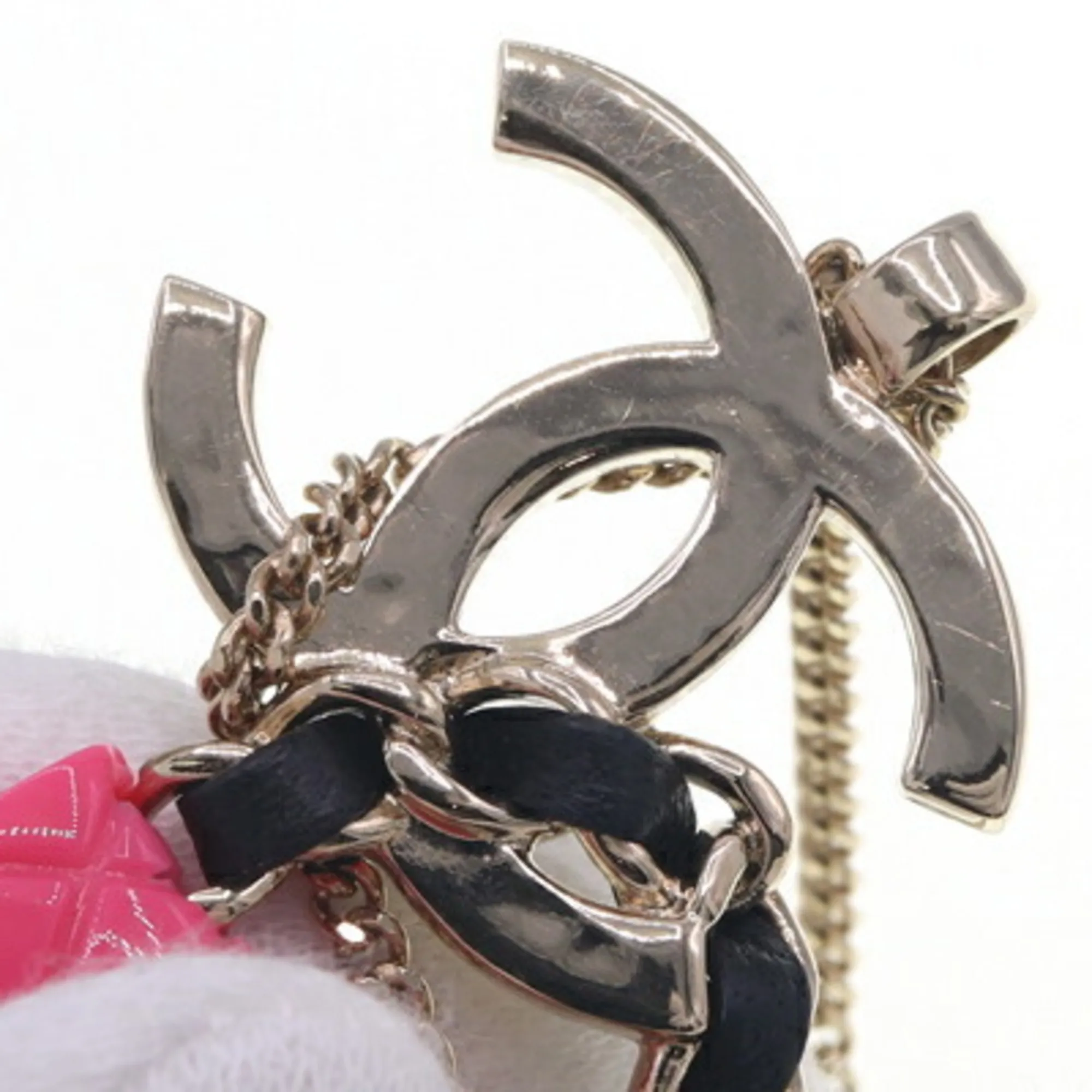 CHANEL Pink Logo Necklace