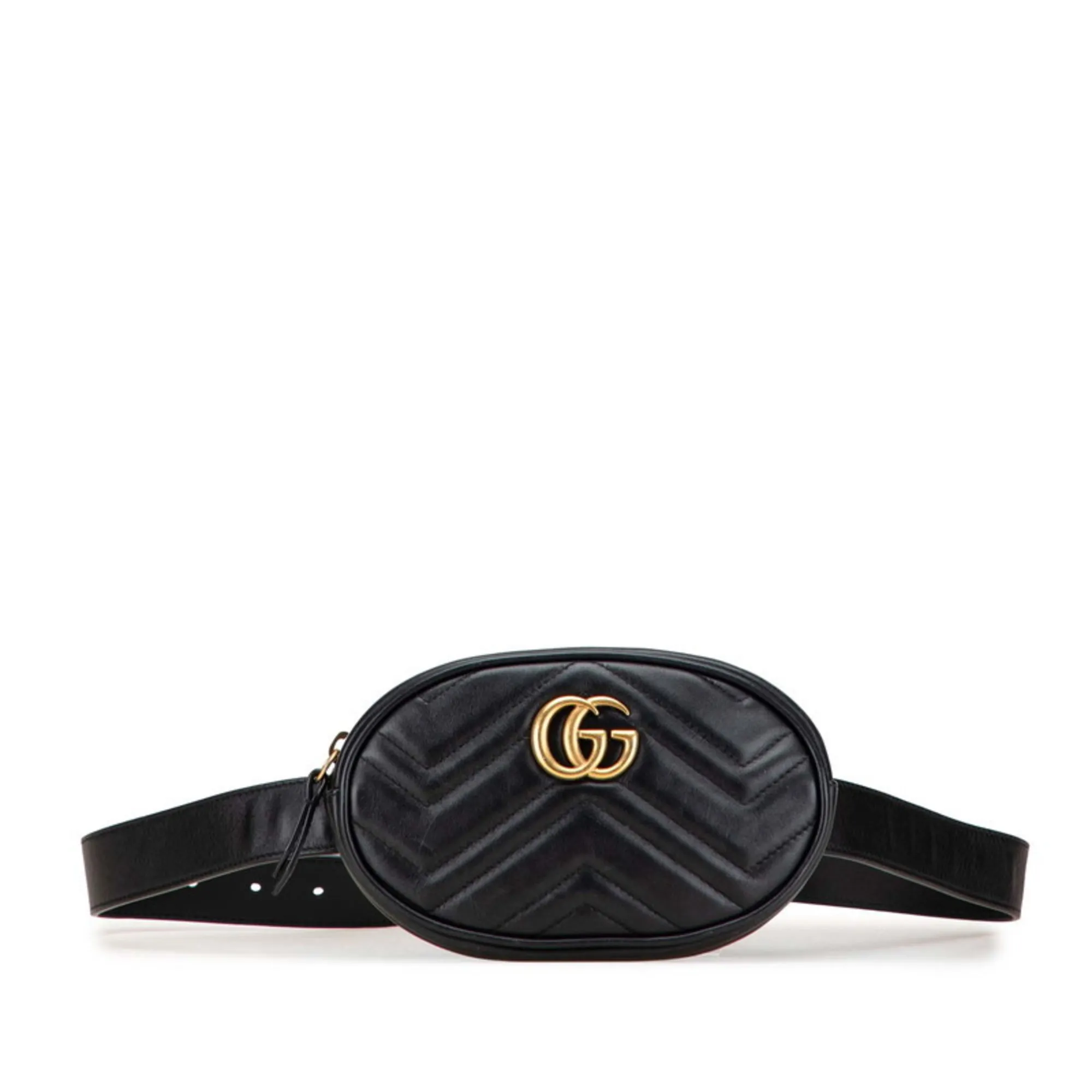 GUCCI Black Leather GG Marmont Hobo Bag