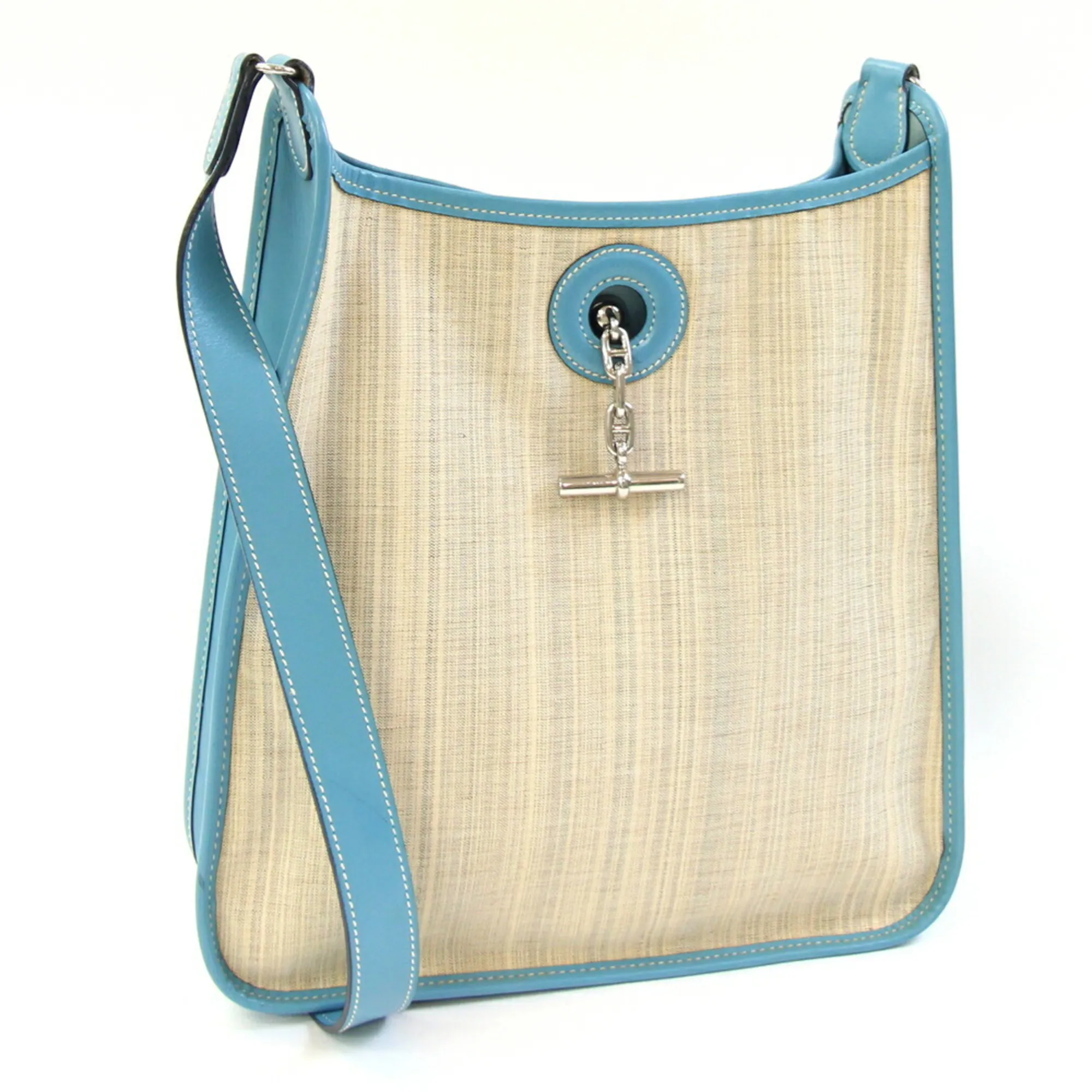 HERMES Blue Leather Shoulder Bag