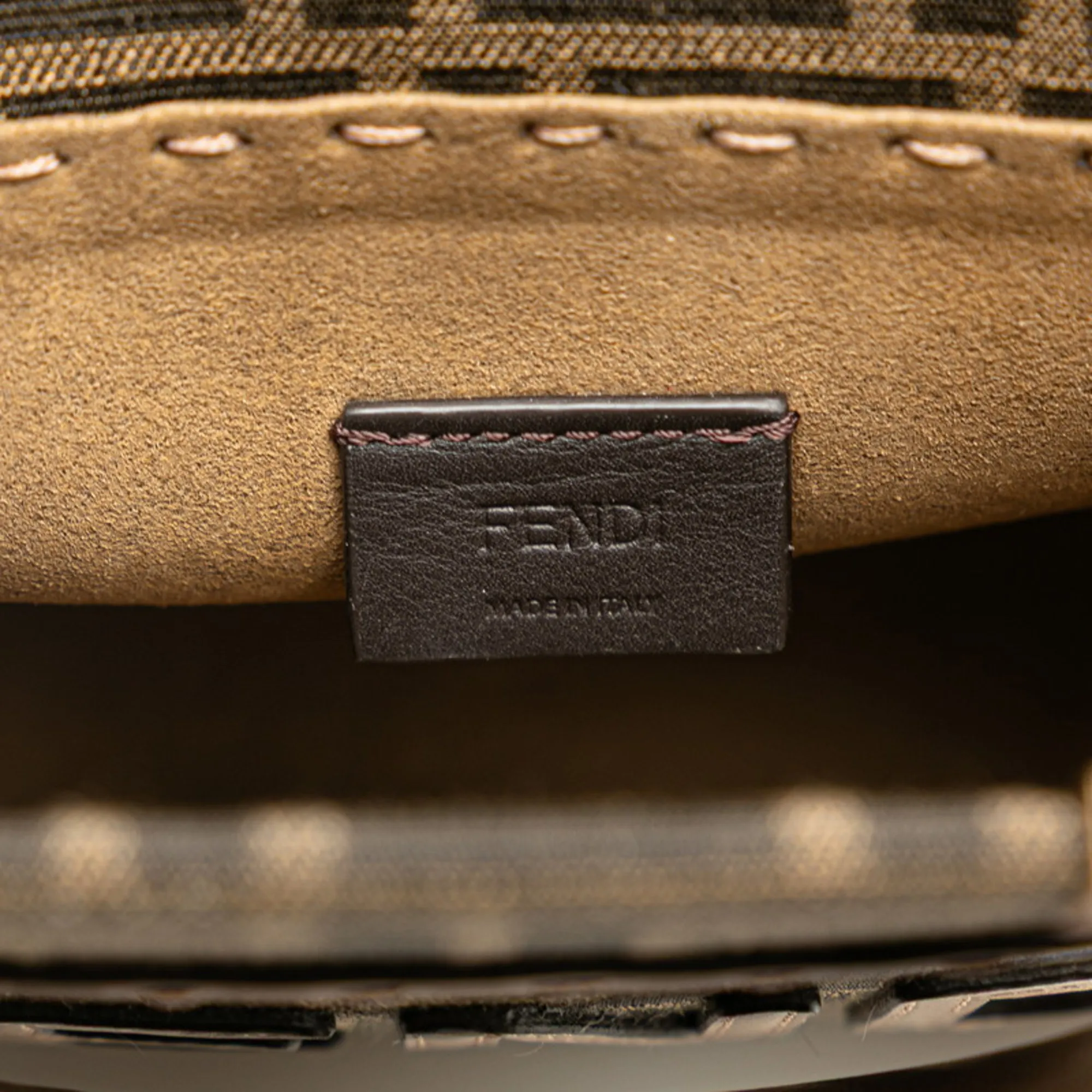 FENDI Brown Leather Zucca Shoulder Bag