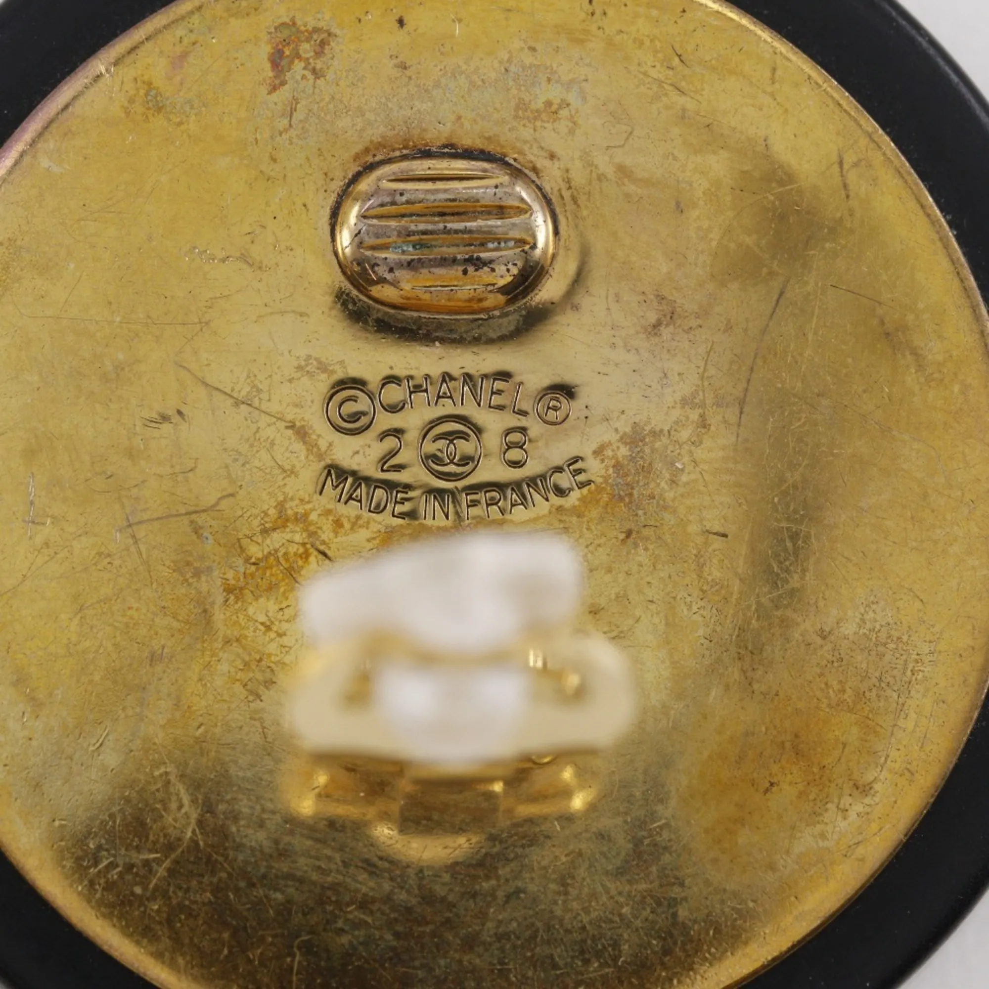 CHANEL Black Logo Earrings