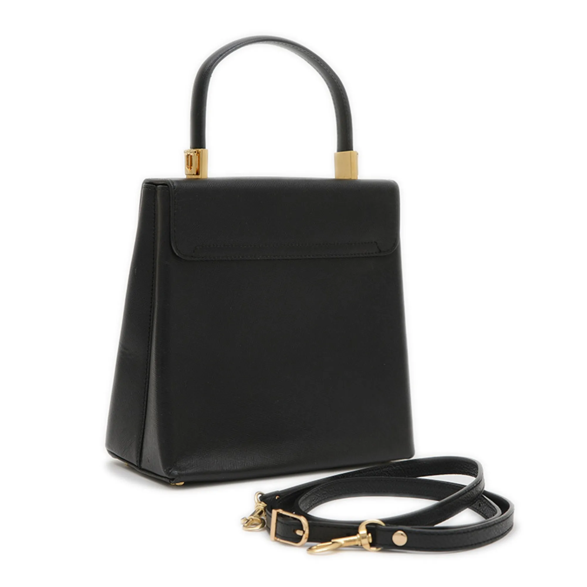 SALVATORE FERRAGAMO Black Leather Shoulder Bag