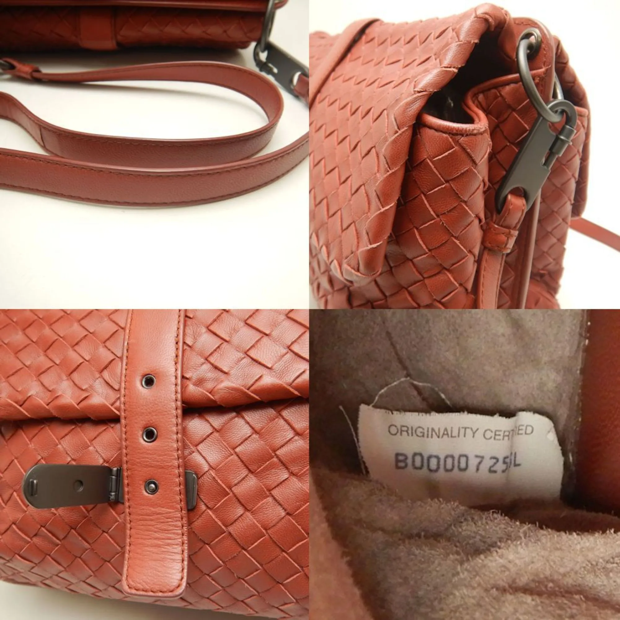 BOTTEGA VENETA Red Leather Intrecciato Shoulder Bag