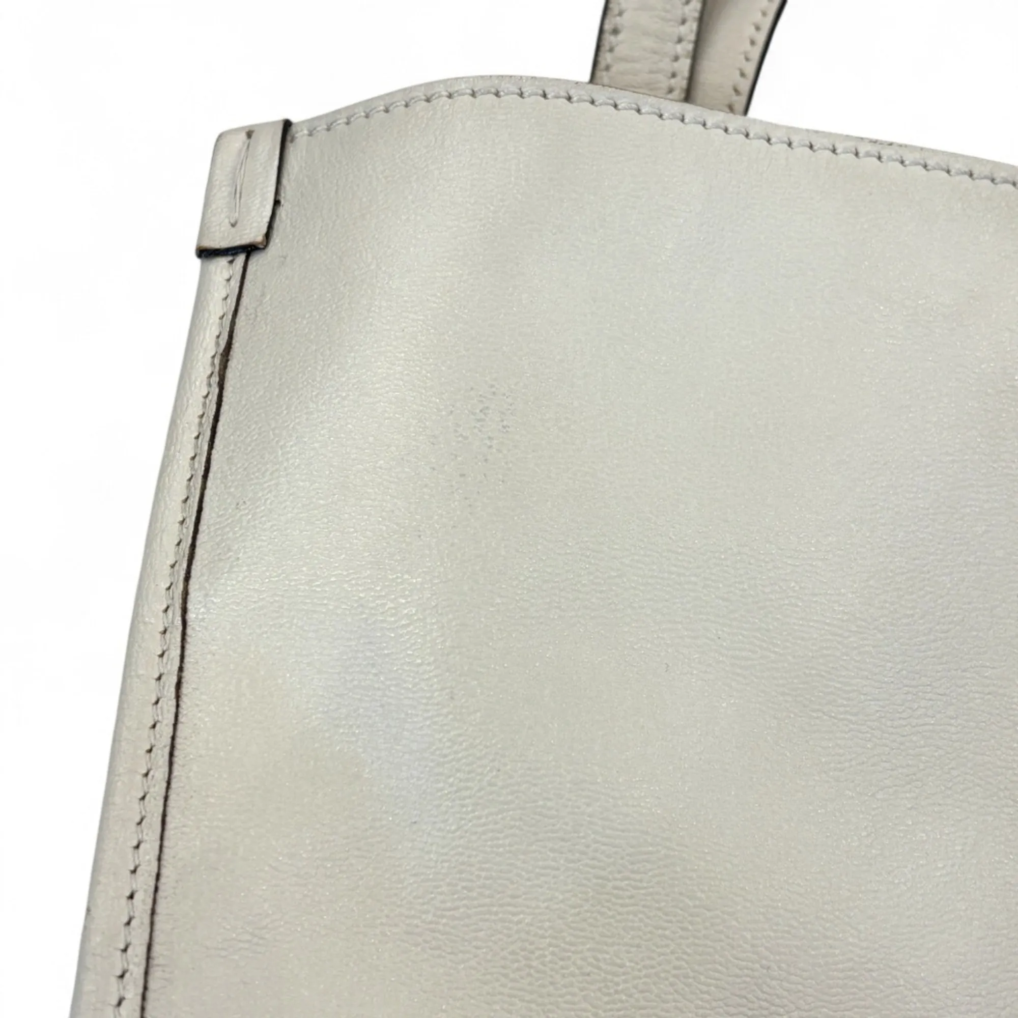 GUCCI White Leather Horsebit Tote Bag